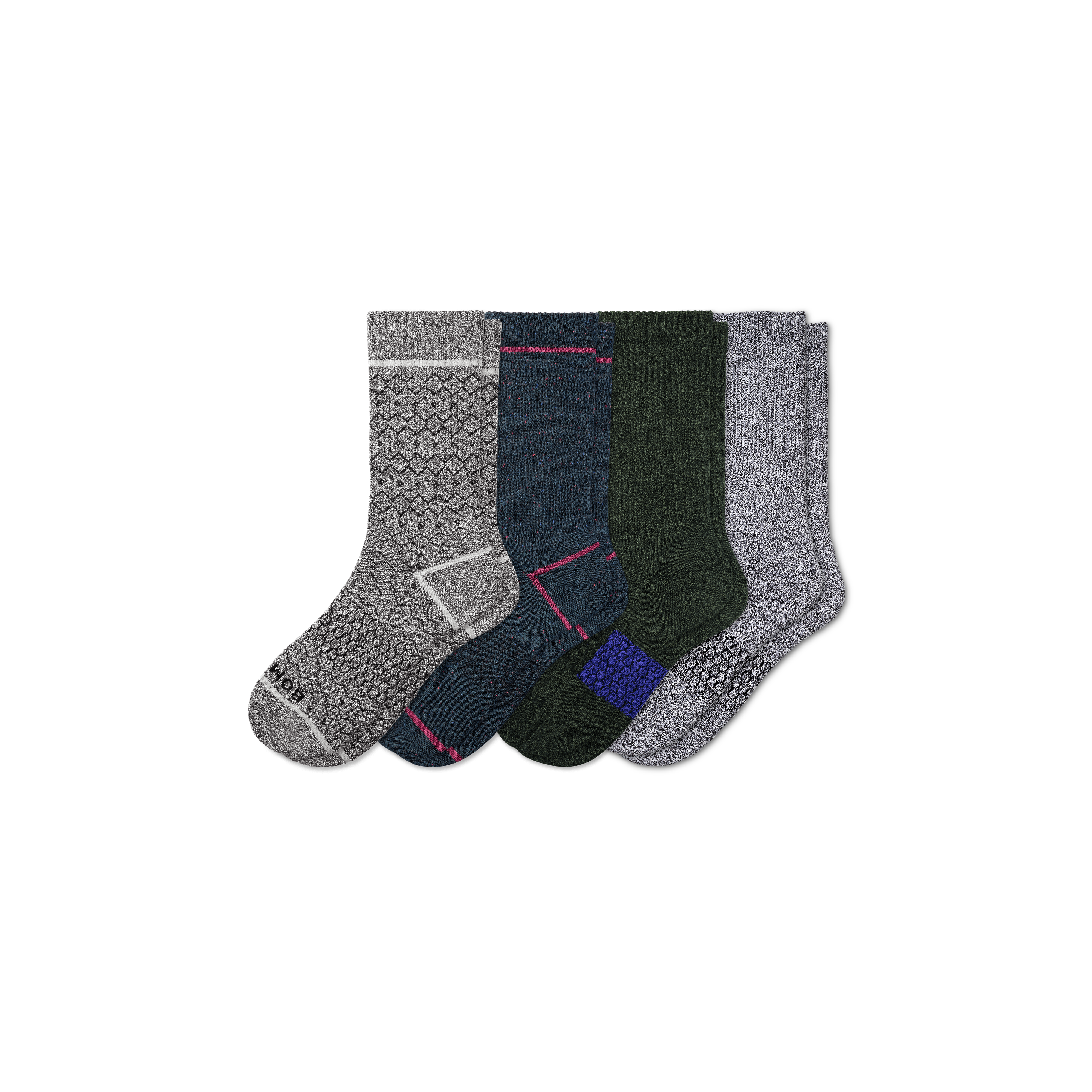 Bombas Holiday Calf Sock 4-pack In Charcoal Sapphire Mix