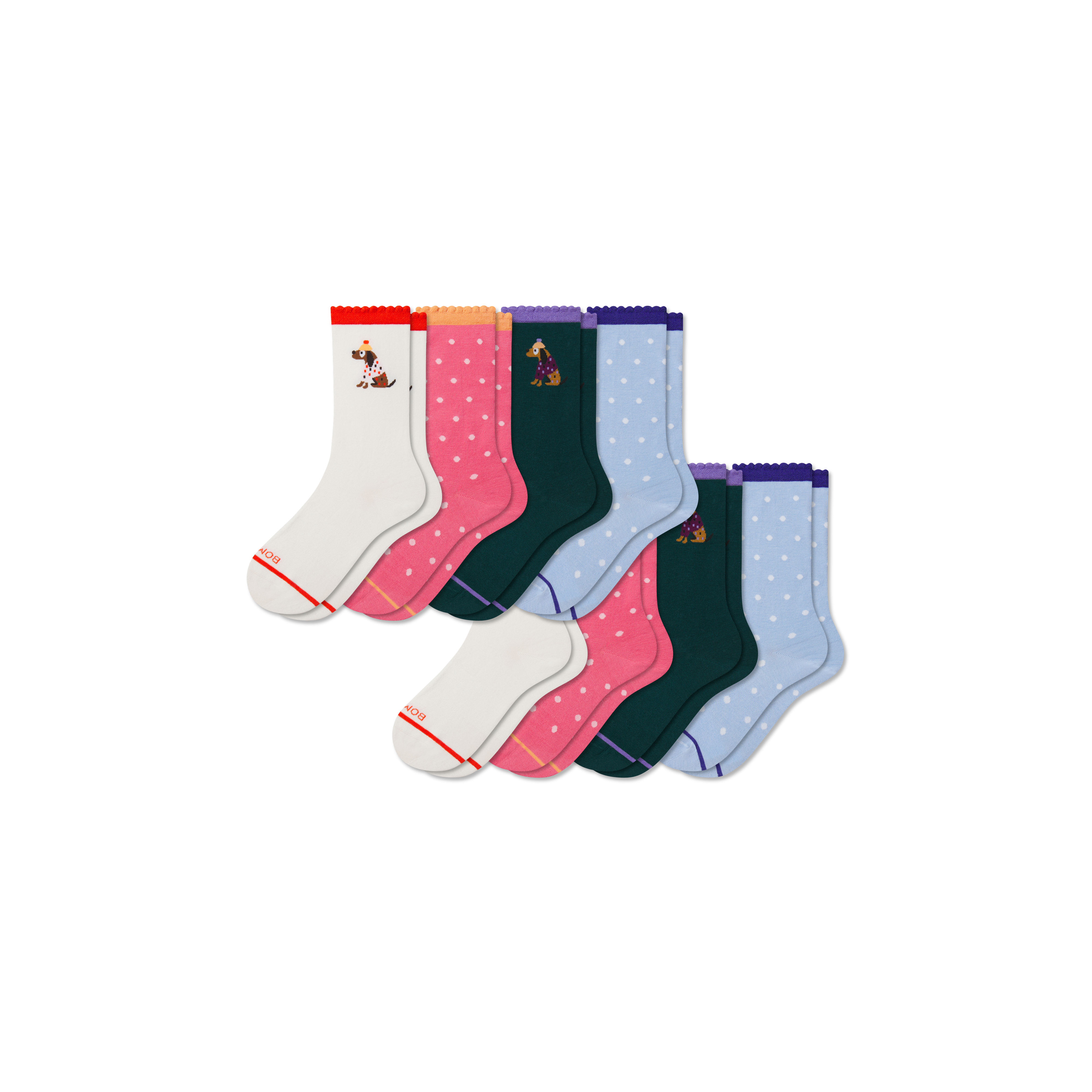 Youth Puppy Party Calf Sock 8-Pack