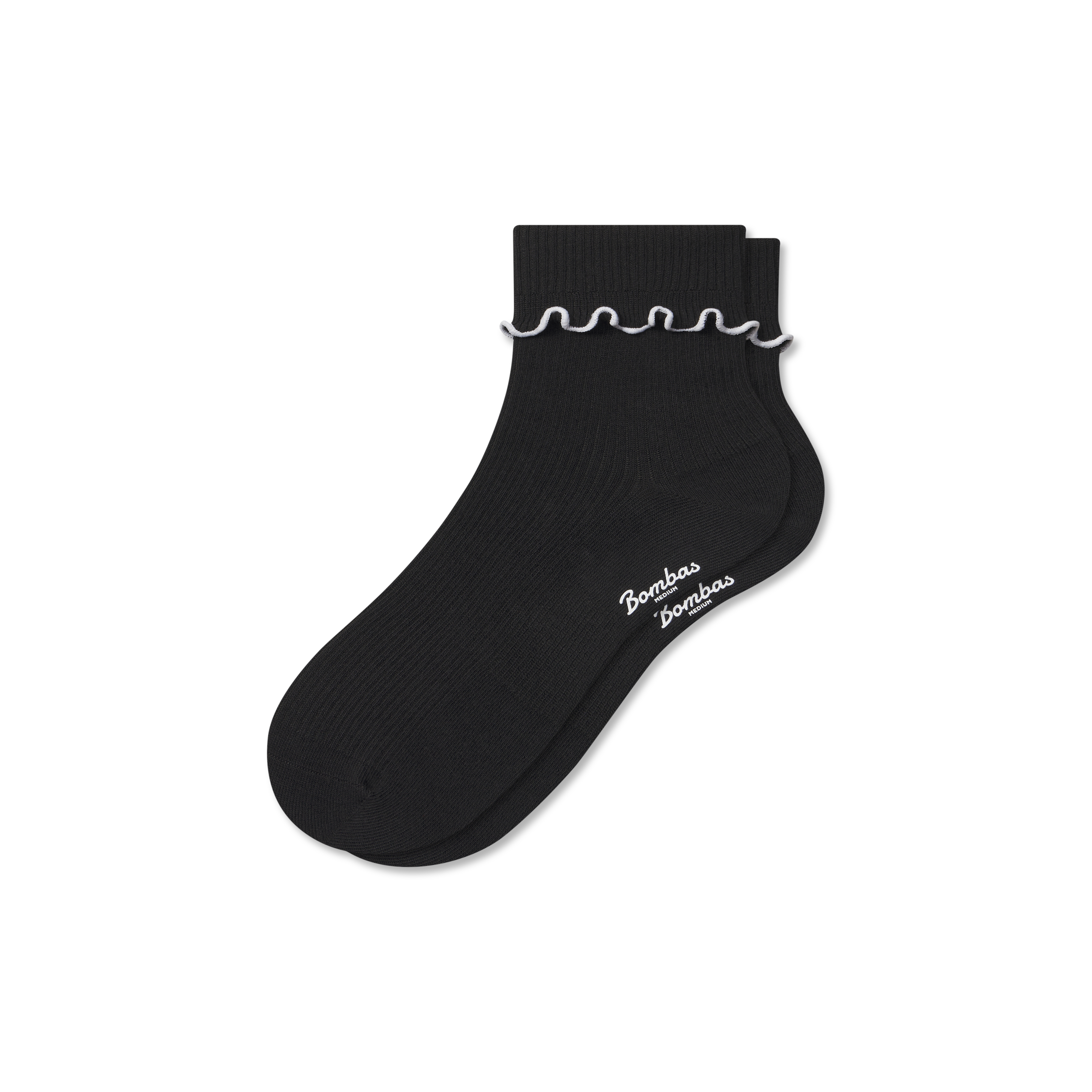 Bombas Ruffle Rib Half Calf Socks In Black