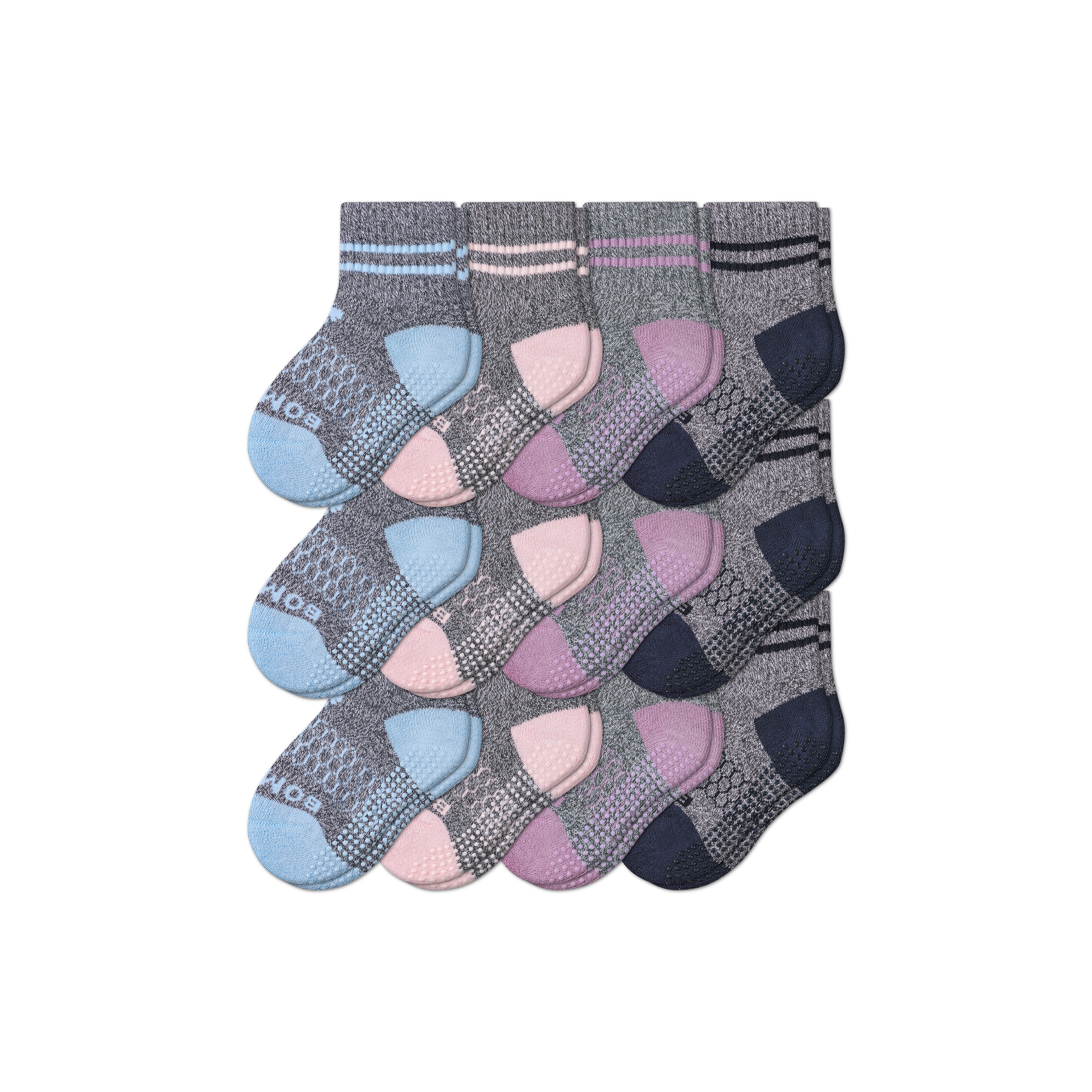 Bombas Toddler Gripper Calf Sock 12-pack In Pink Logwood Mix