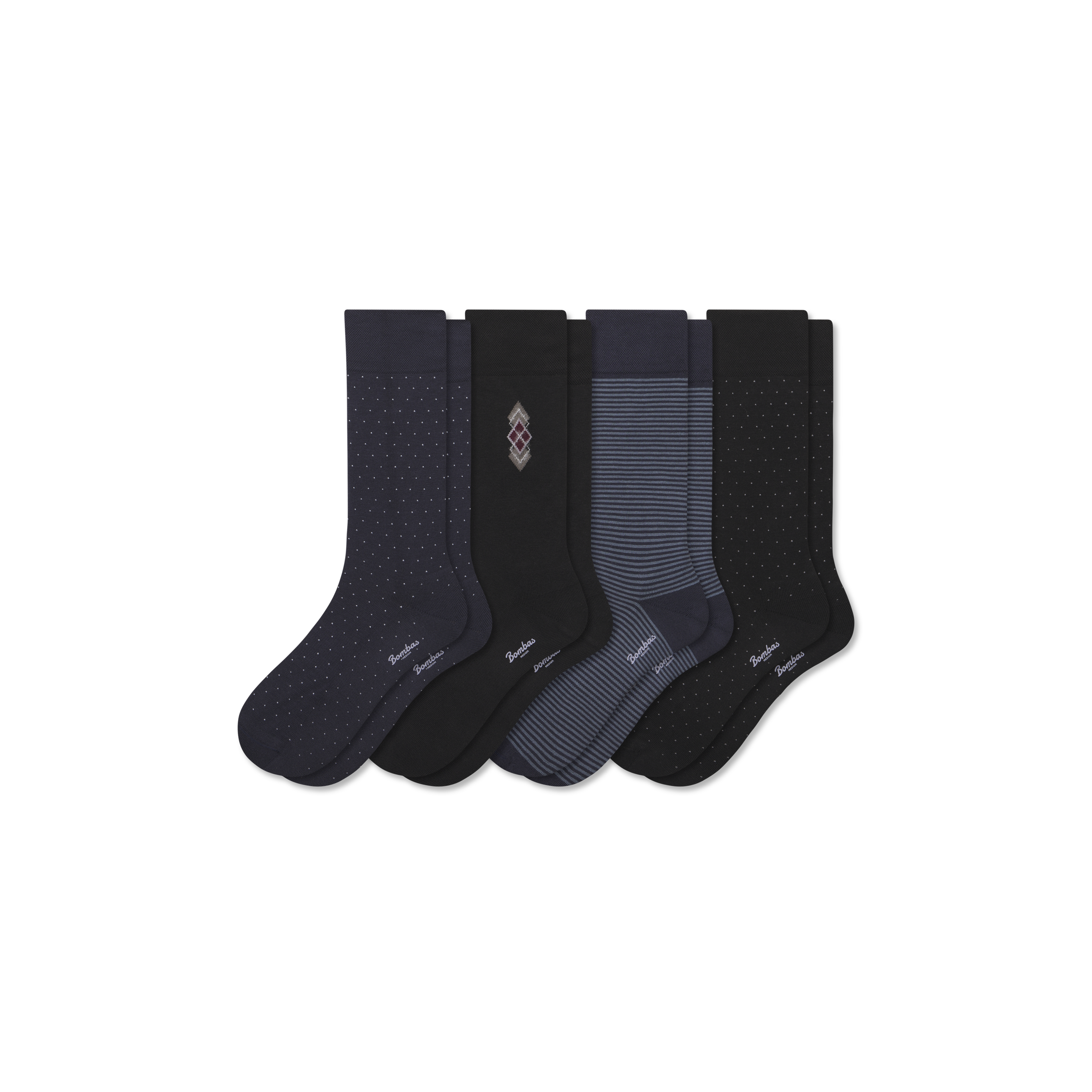 Bombas Dress Calf Sock 4-pack In Steel Blue Black Mix