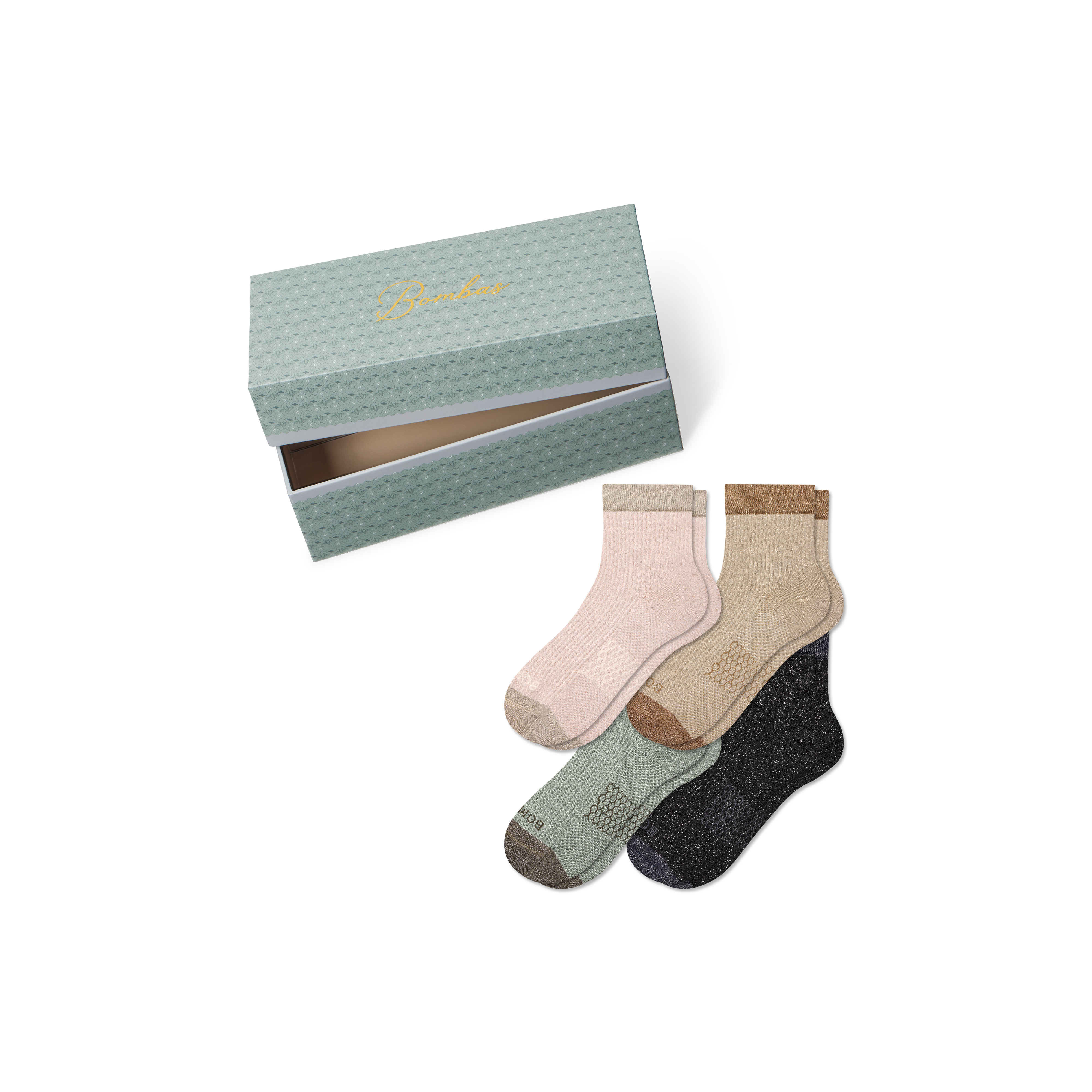 Women’s Sparkle Modern Rib Quarter Sock 4-Pack Gift Box