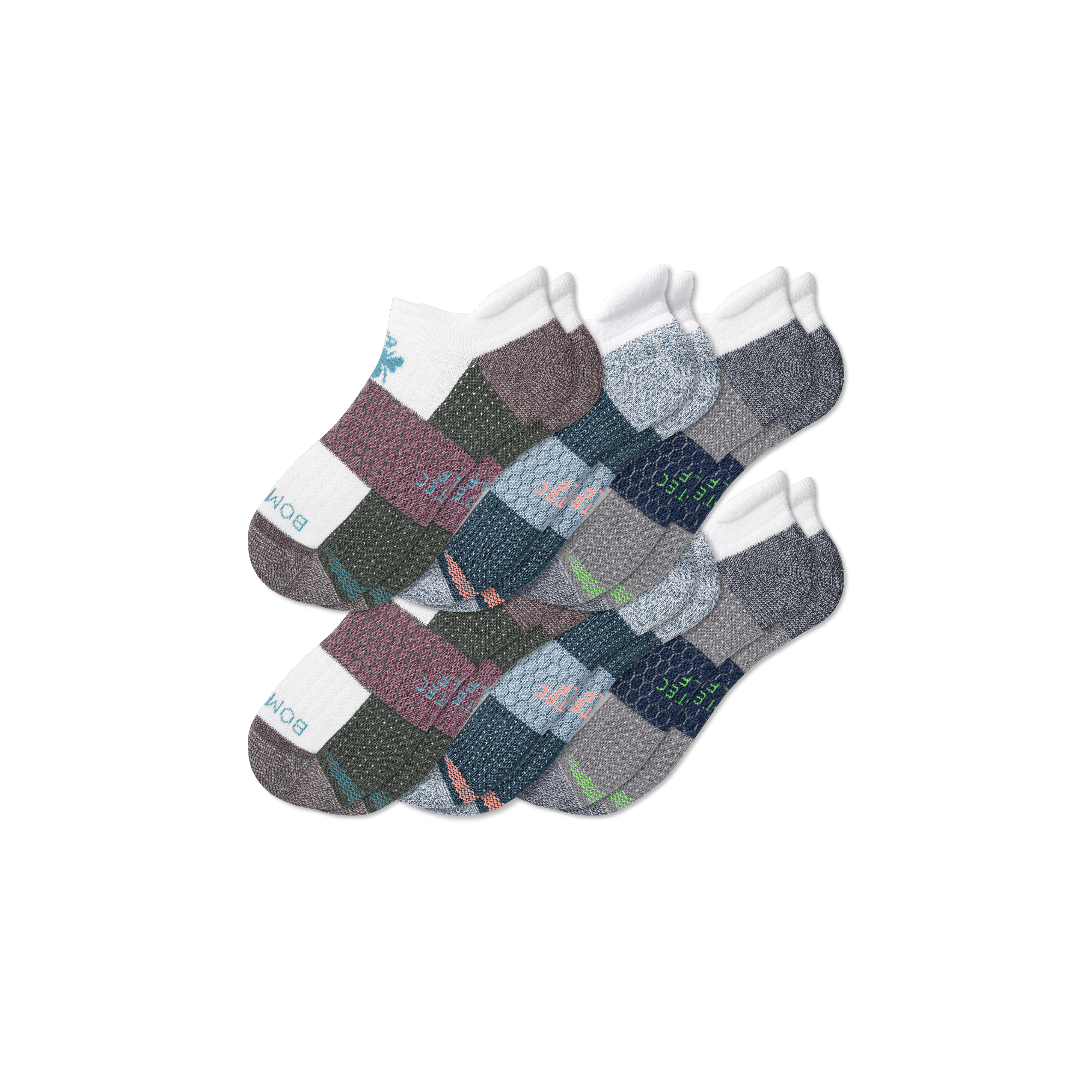 Bombas Golf Ankle Sock 6-pack In Ocean Fog Mix