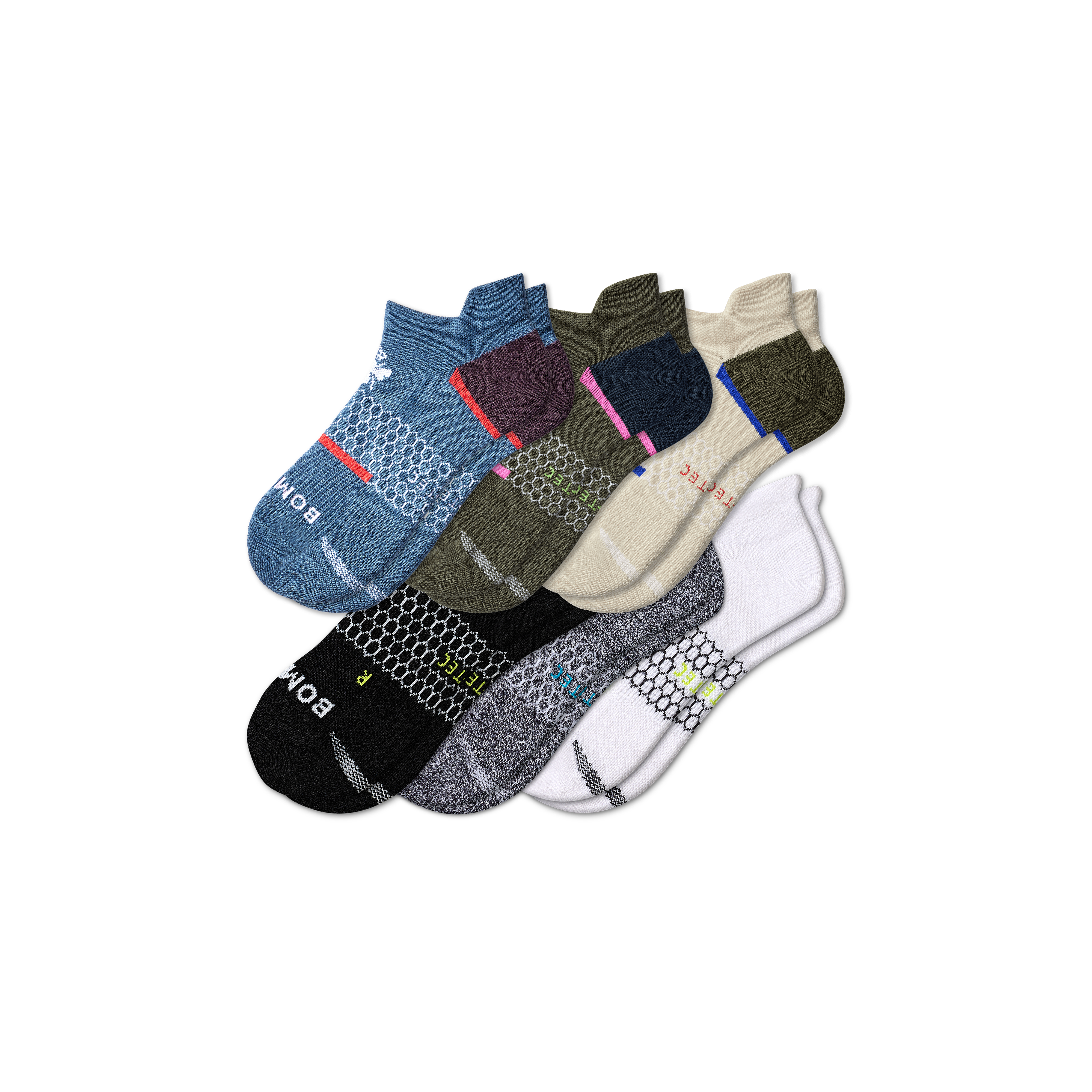 Bombas All-purpose Performance Ankle Sock 6-pack In Lake Black Mix