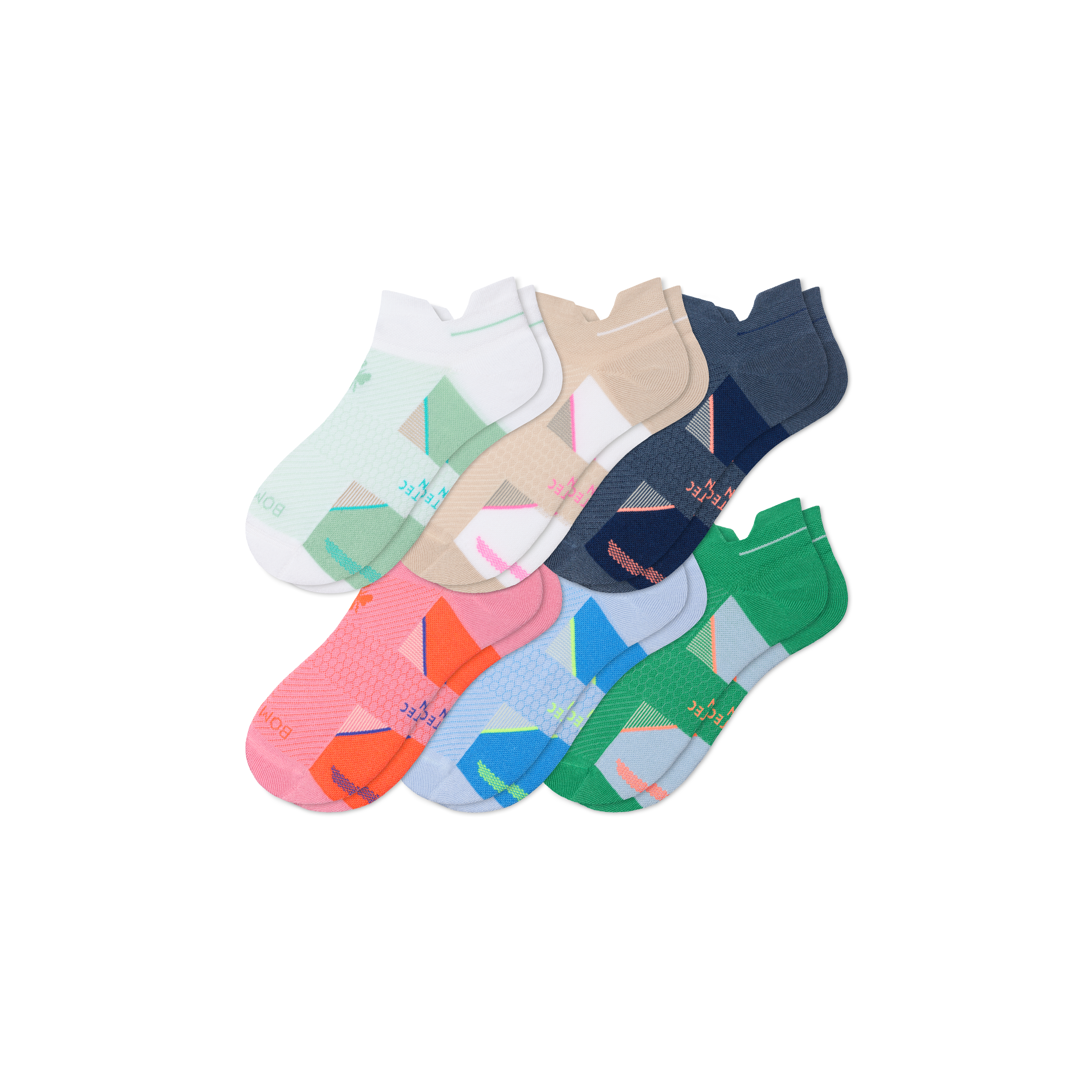 Bombas Running Ankle Sock 6-pack In Pebble Sea Mix