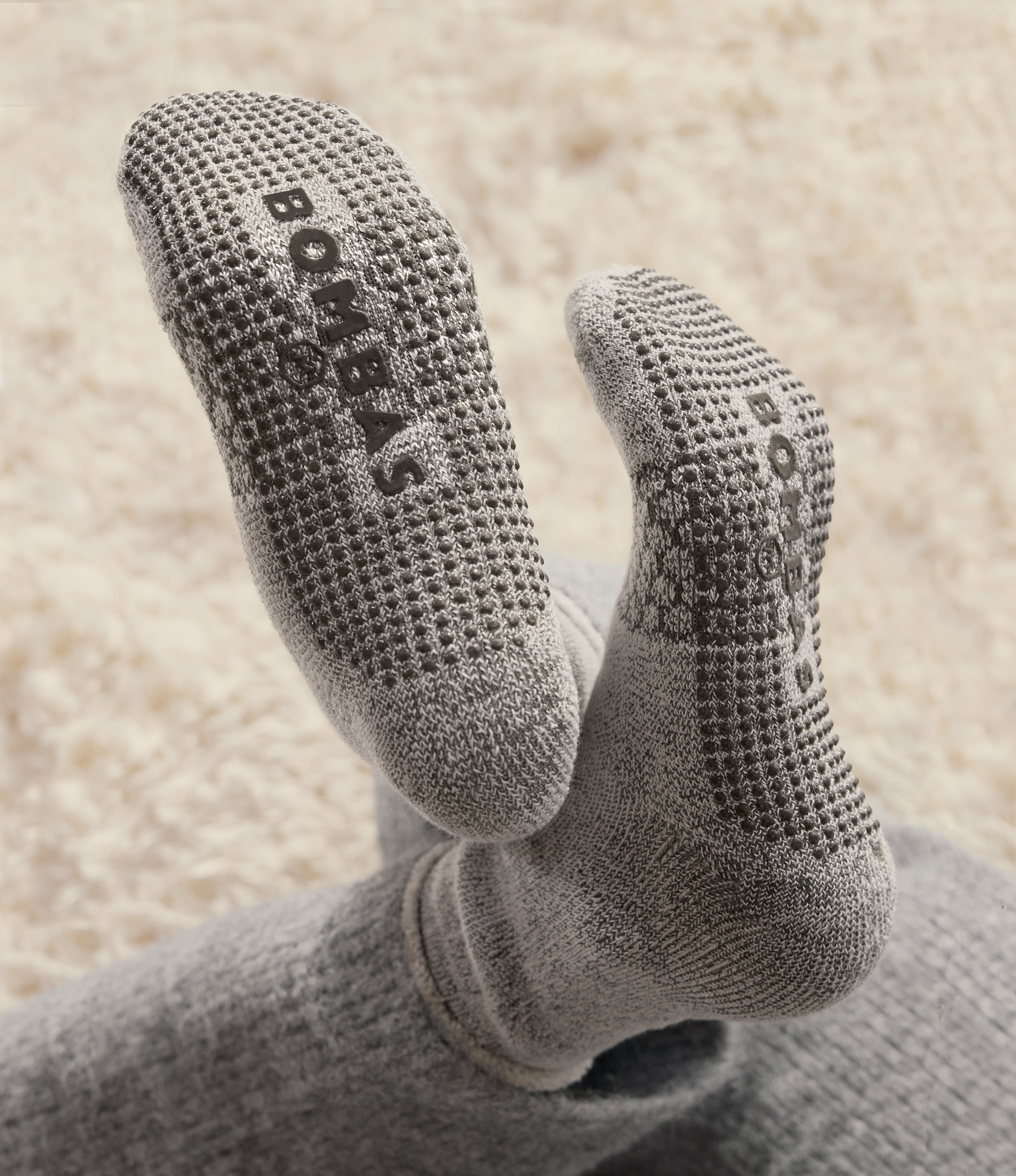 BOMBAS Grey Cable Knit Gripper Slippers‎ Socks Merino Wool Blend Men Women XL 8803-antiquepurple-adult-  main image 2