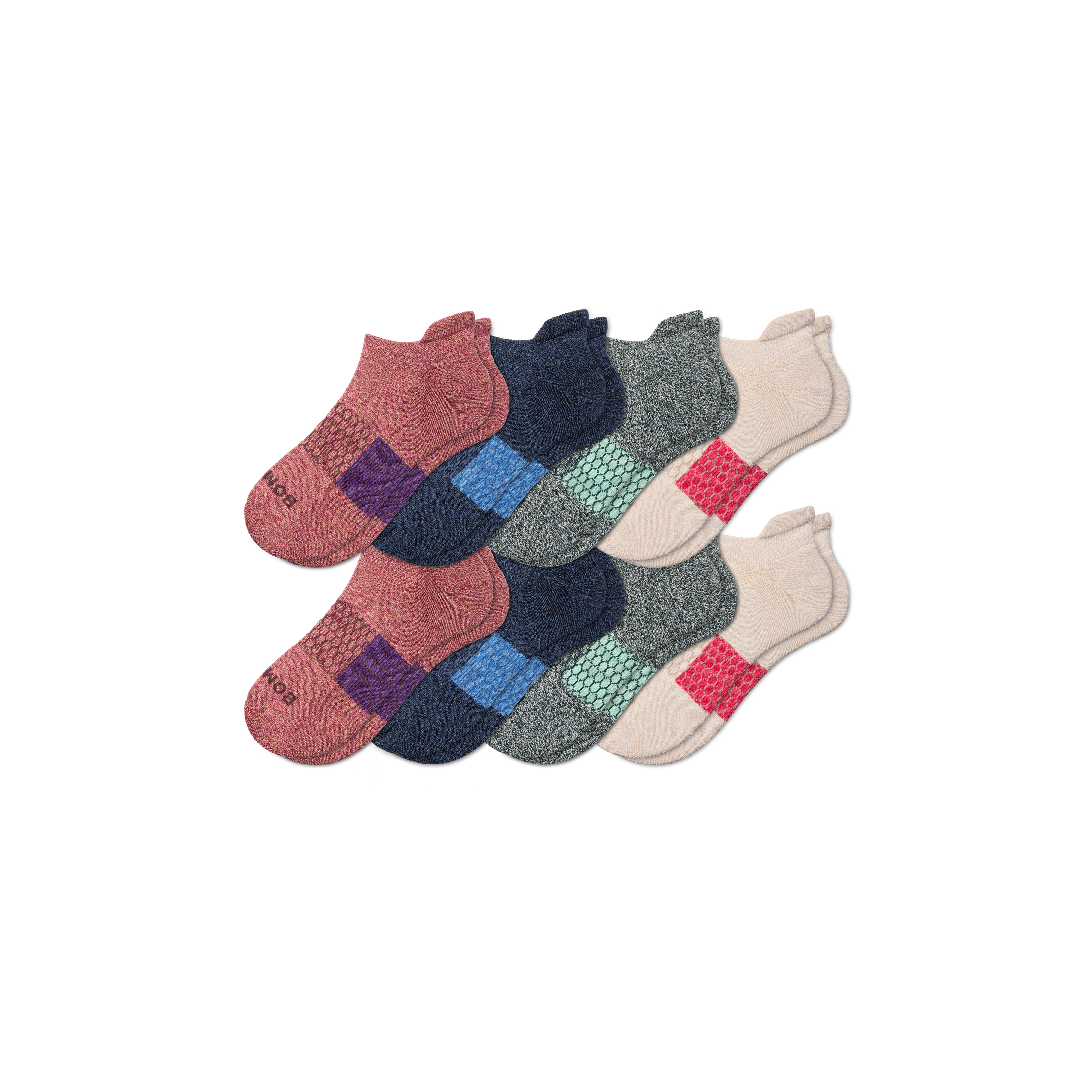 Bombas Ankle Sock 8-pack In Berry Sand Mix