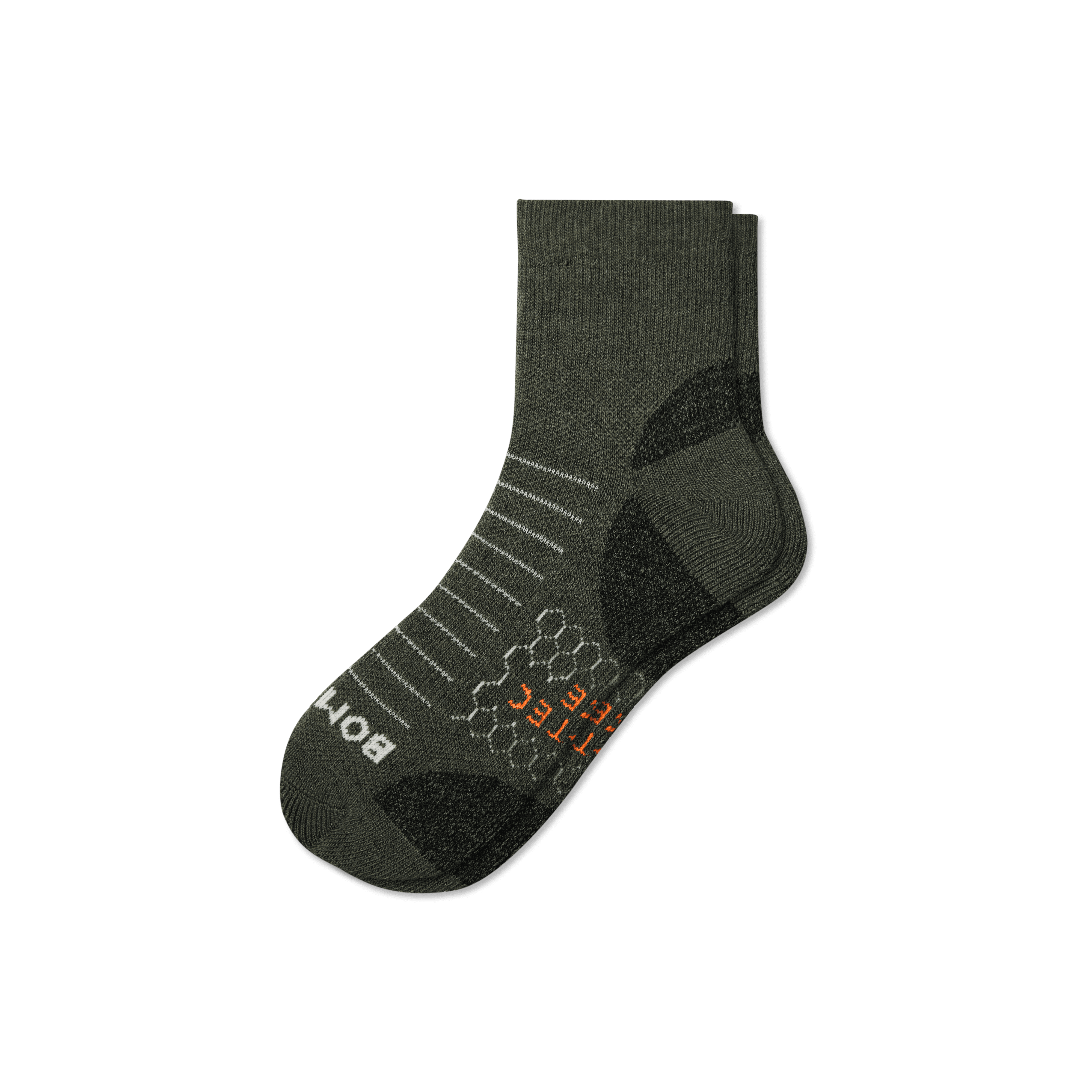Bombas Hiking Performance Quarter Socks In Dark Olive