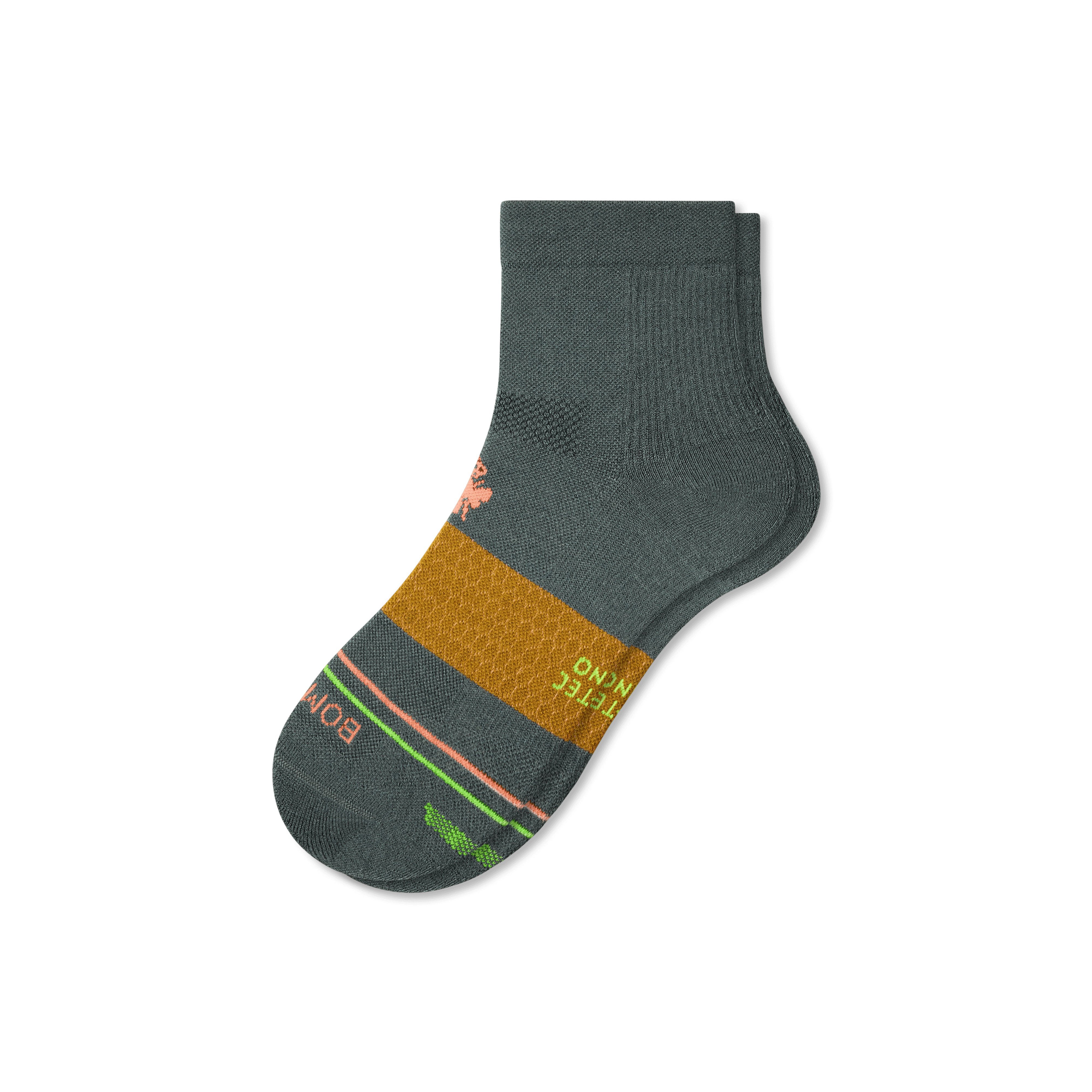 Shop Bombas Merino Wool Blend Athletic Quarter Socks In Moss Grey