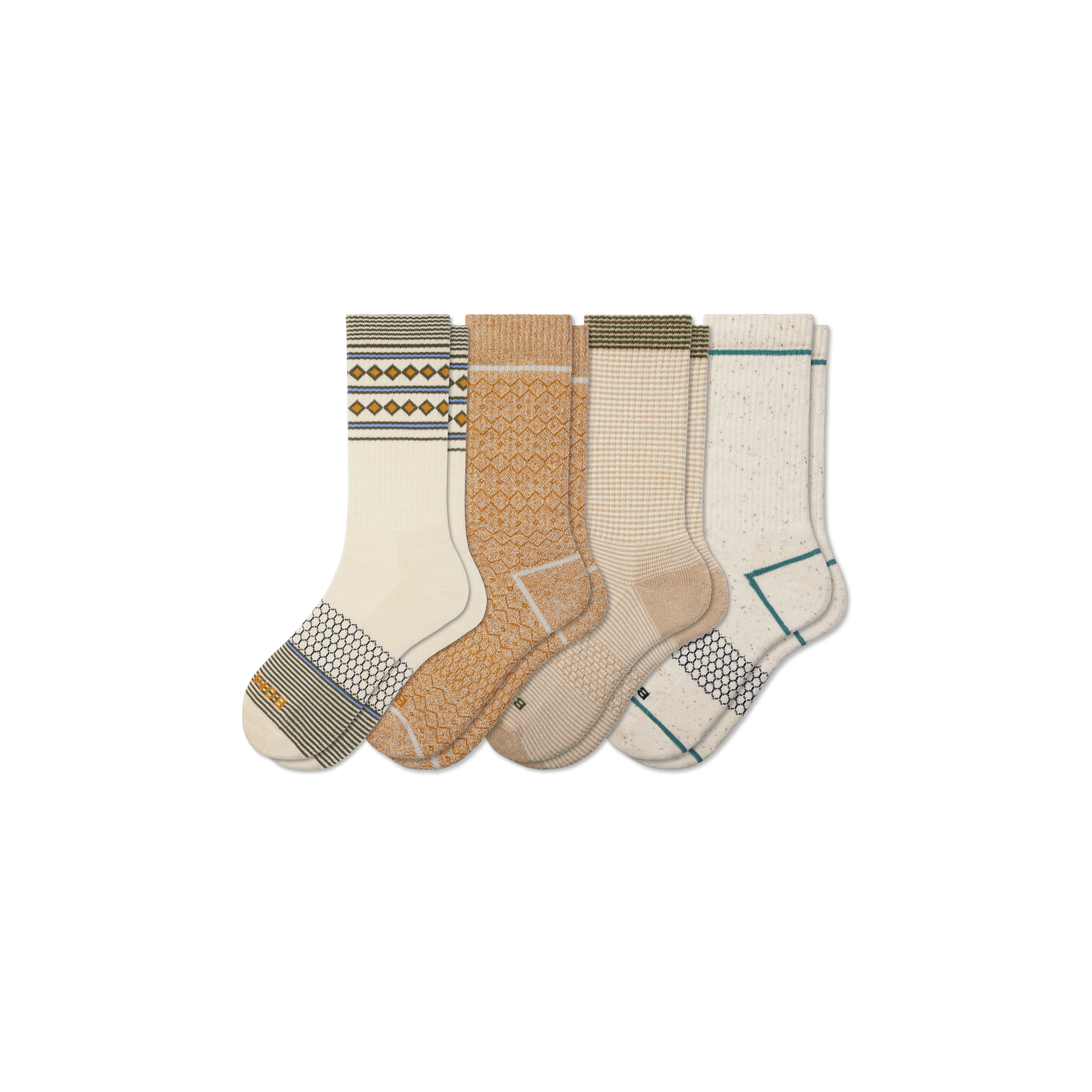 Bombas Holiday Calf Sock 4-pack In Butterscotch Husk Mix