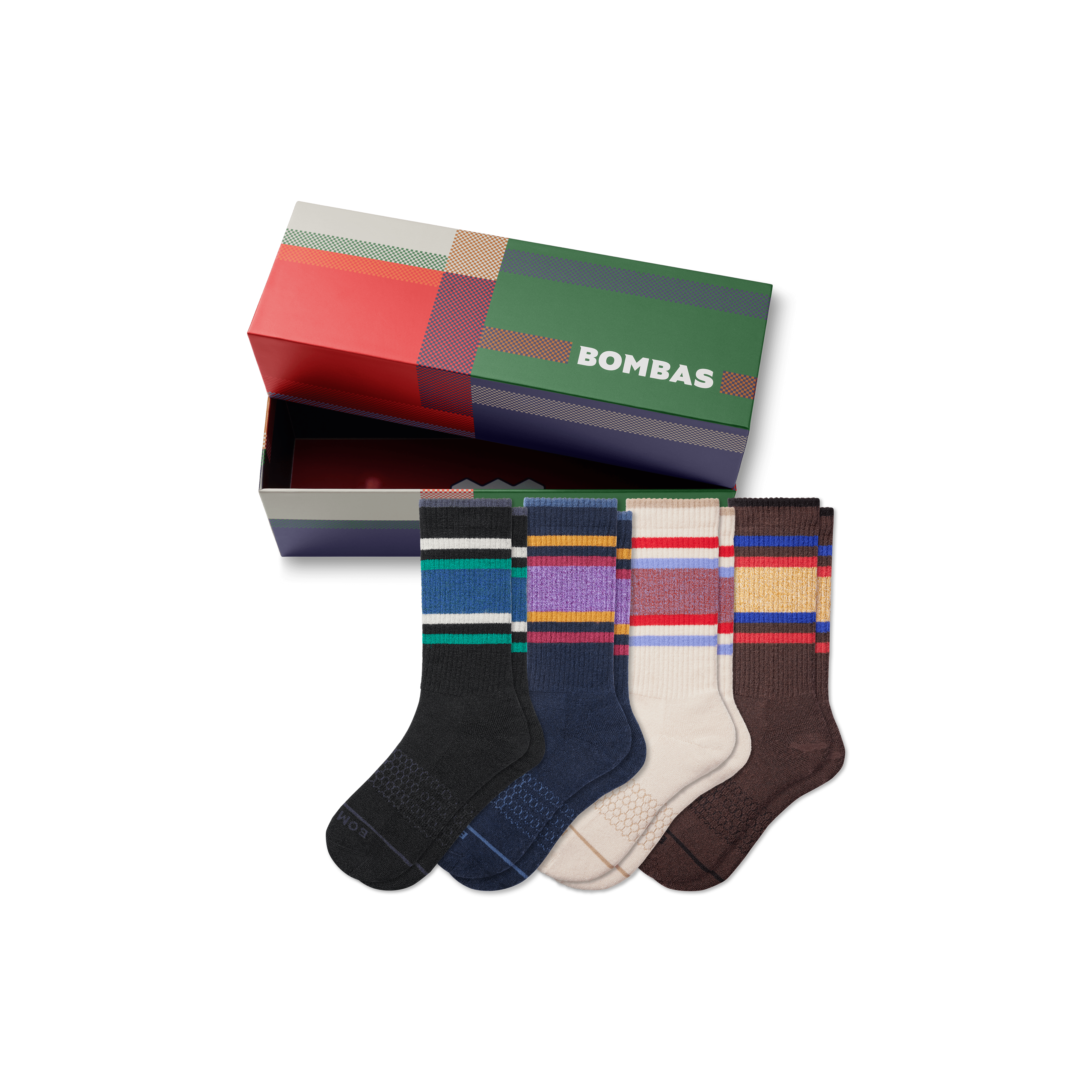 Bombas Merino Wool Blend Calf Sock 4-pack Gift Box In Espresso Mix