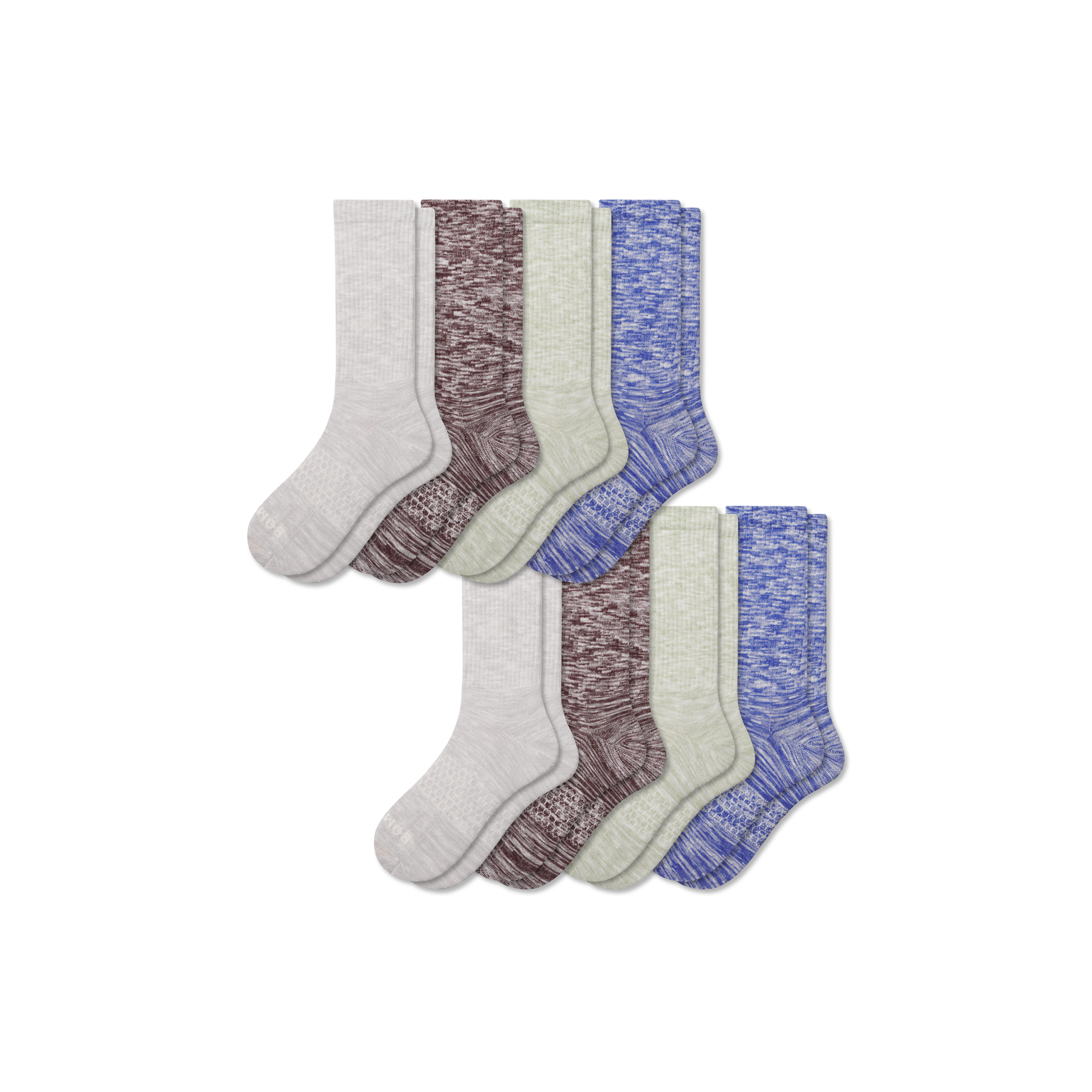Bombas Summer Slub Calf Sock 8-pack In Choclate Blue Mix