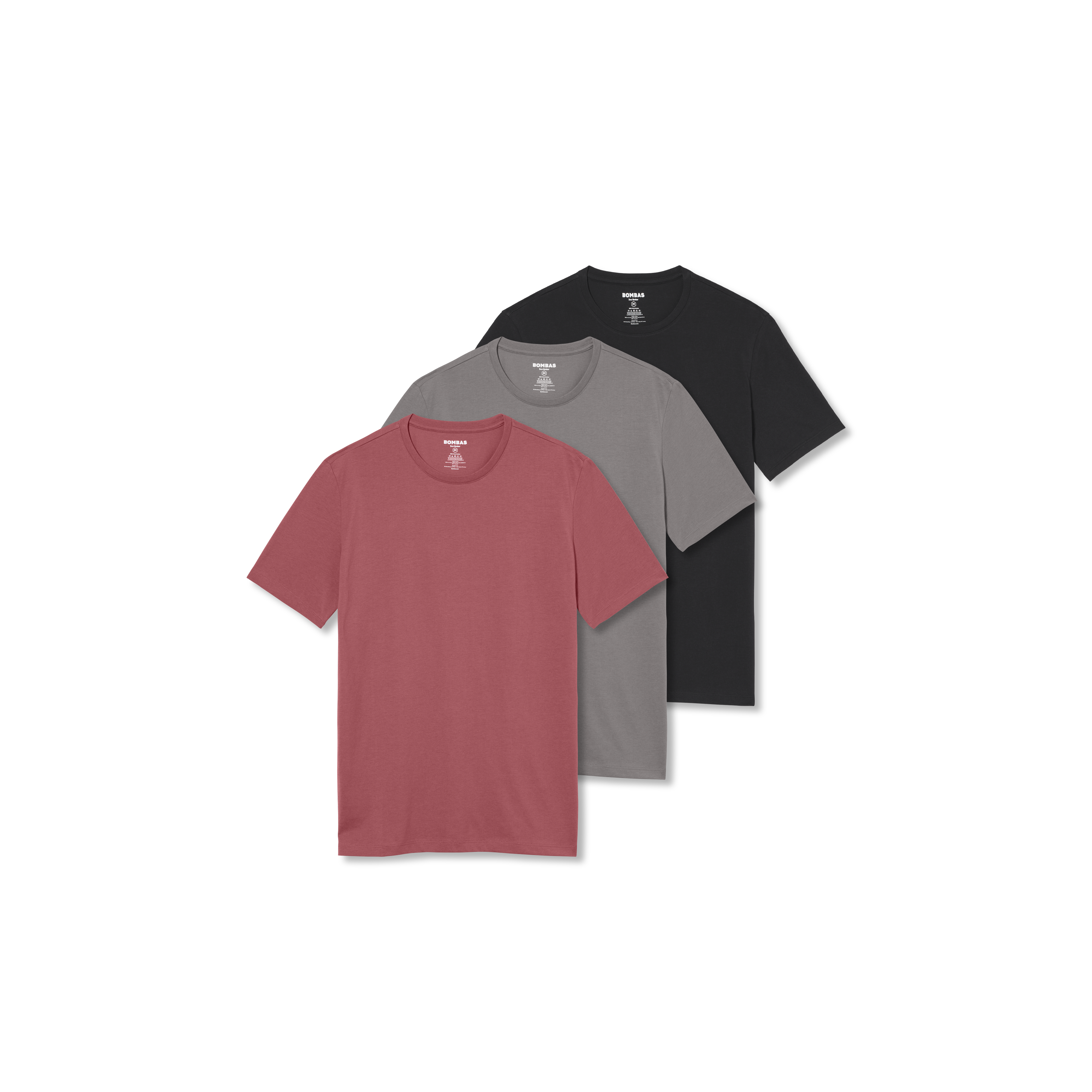 bombas Men's Pima Cotton Slim Crew Neck T-Shirt 3-Pack