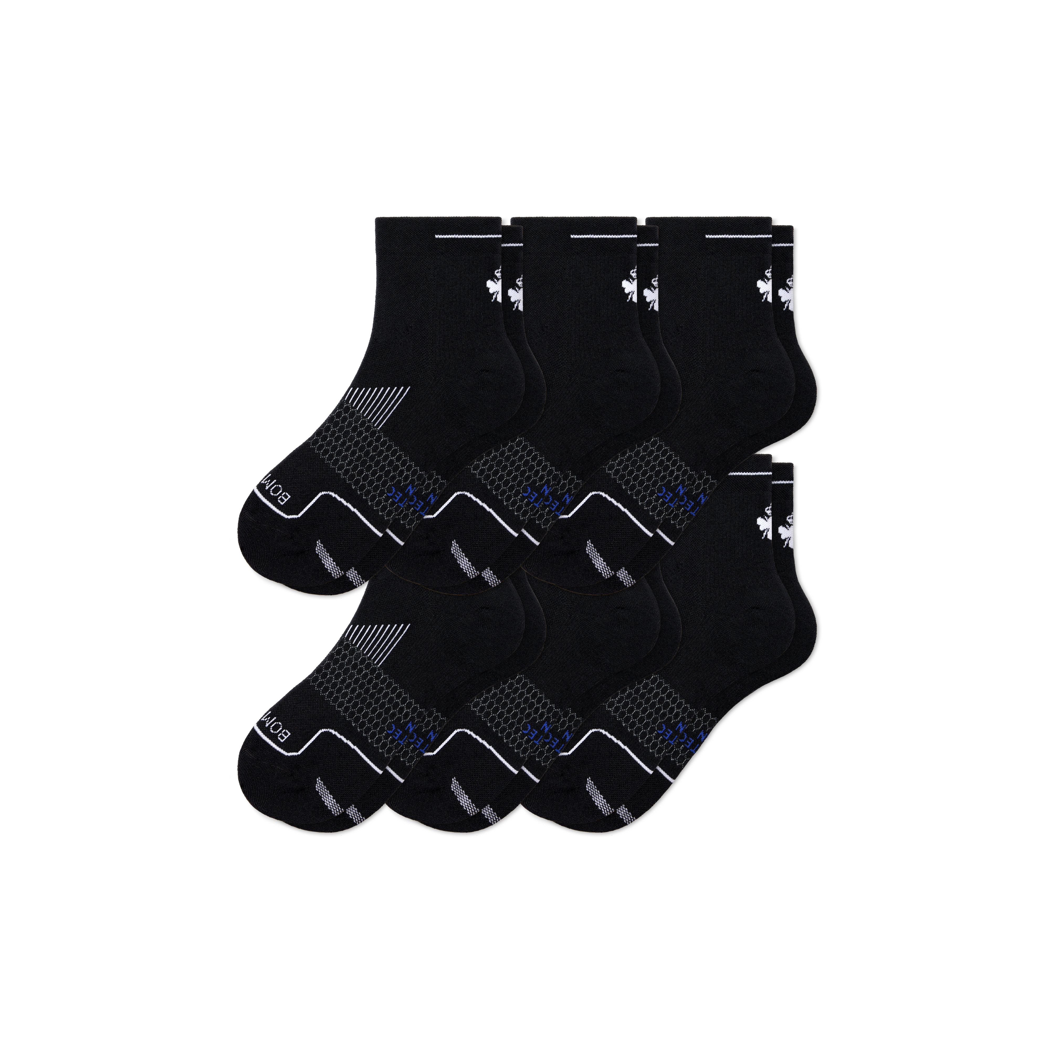Bombas Running Quarter Sock 6-pack In Black