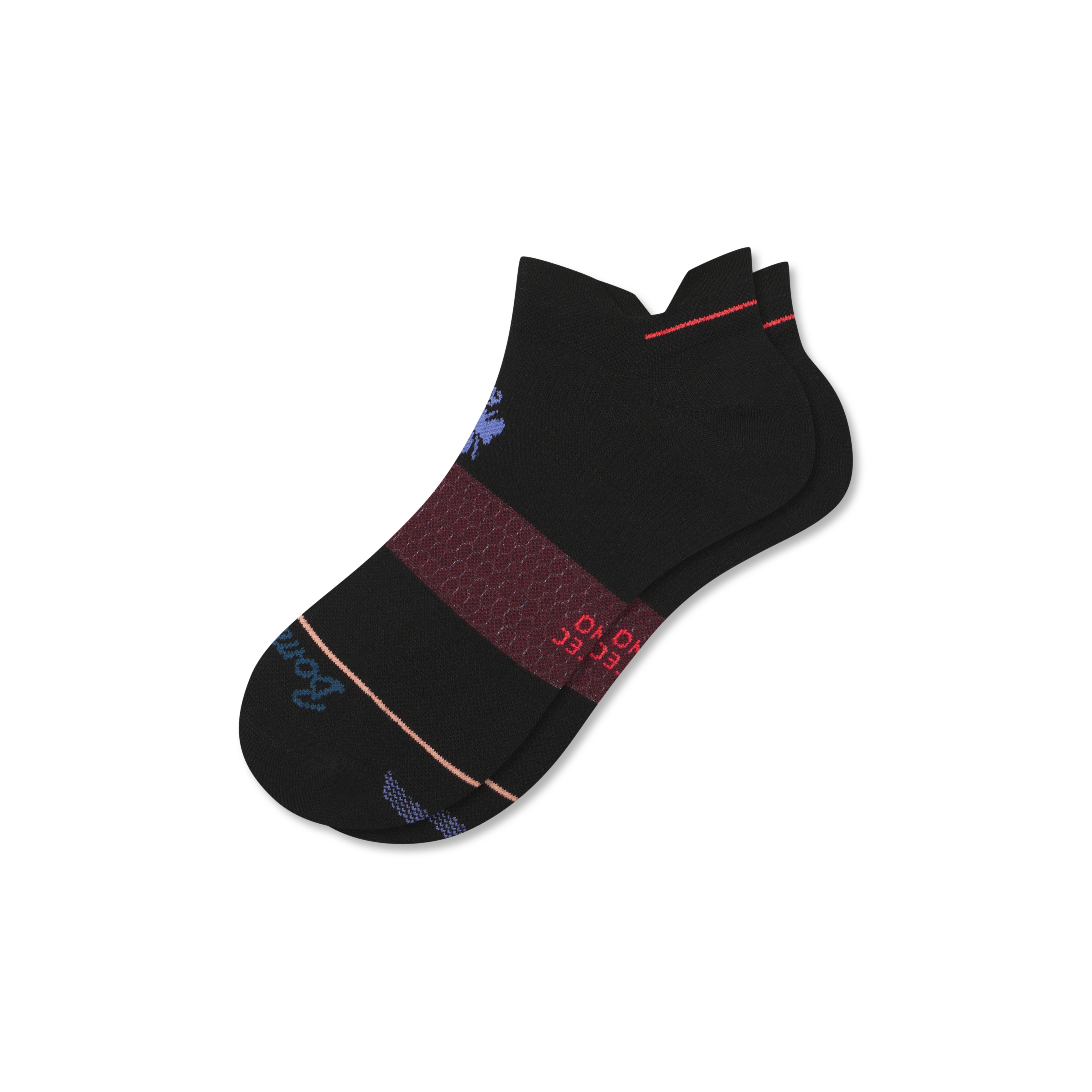 Bombas Merino Wool Blend Athletic Ankle Socks In Black Wine