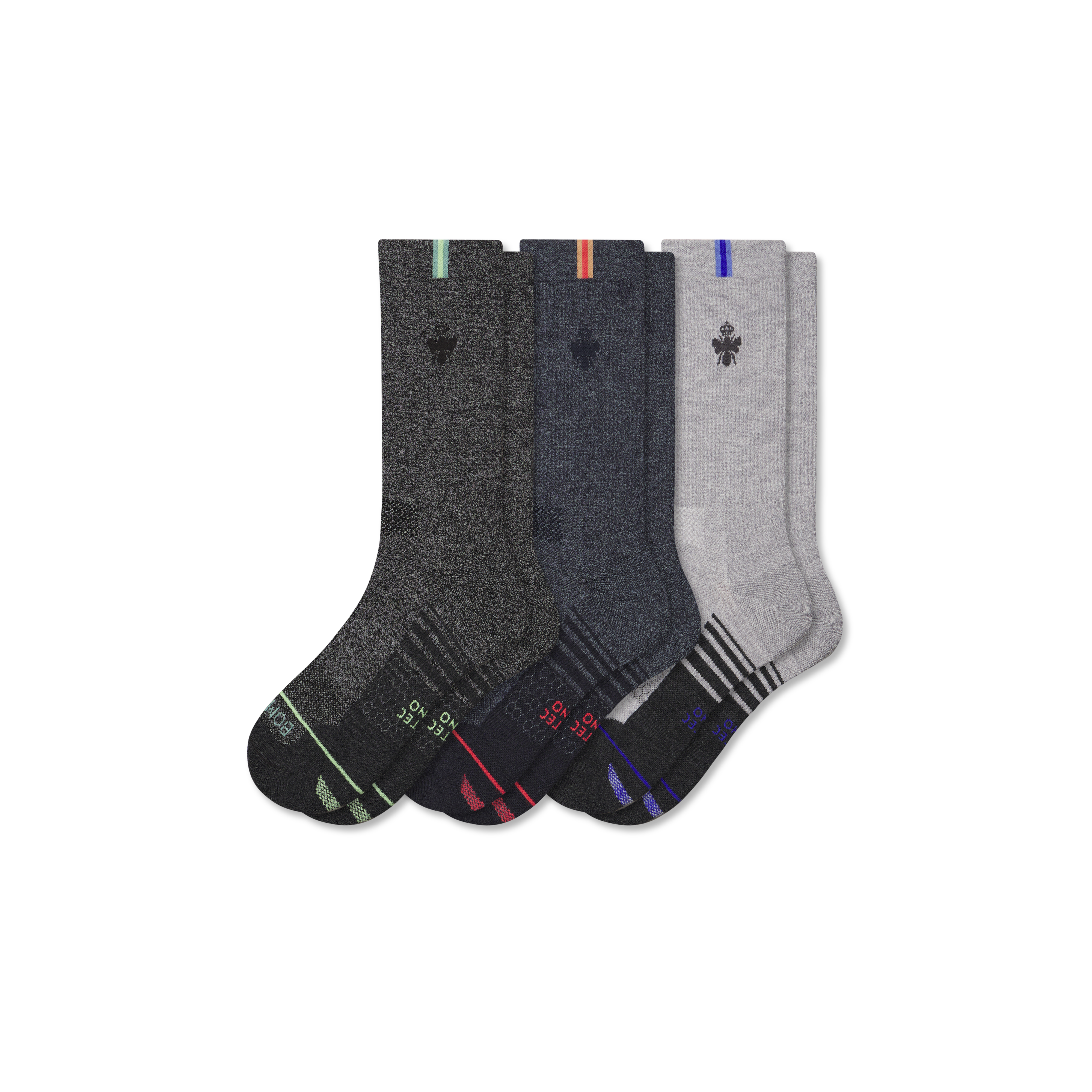 Bombas Merino Wool Blend Athletic Calf Sock 3-pack In Multi