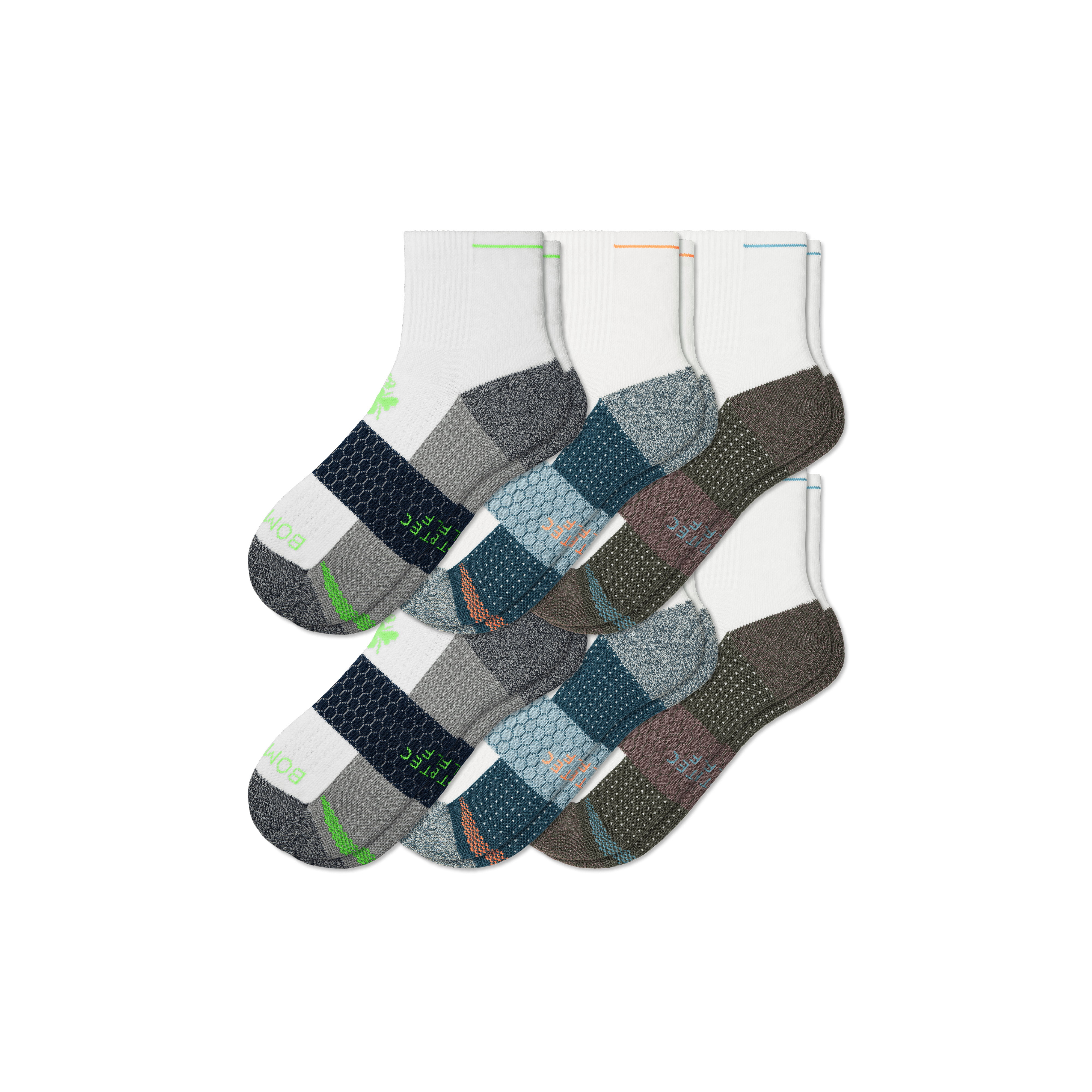 Bombas Golf Quarter Sock 6-pack In Ocean Fog Mix