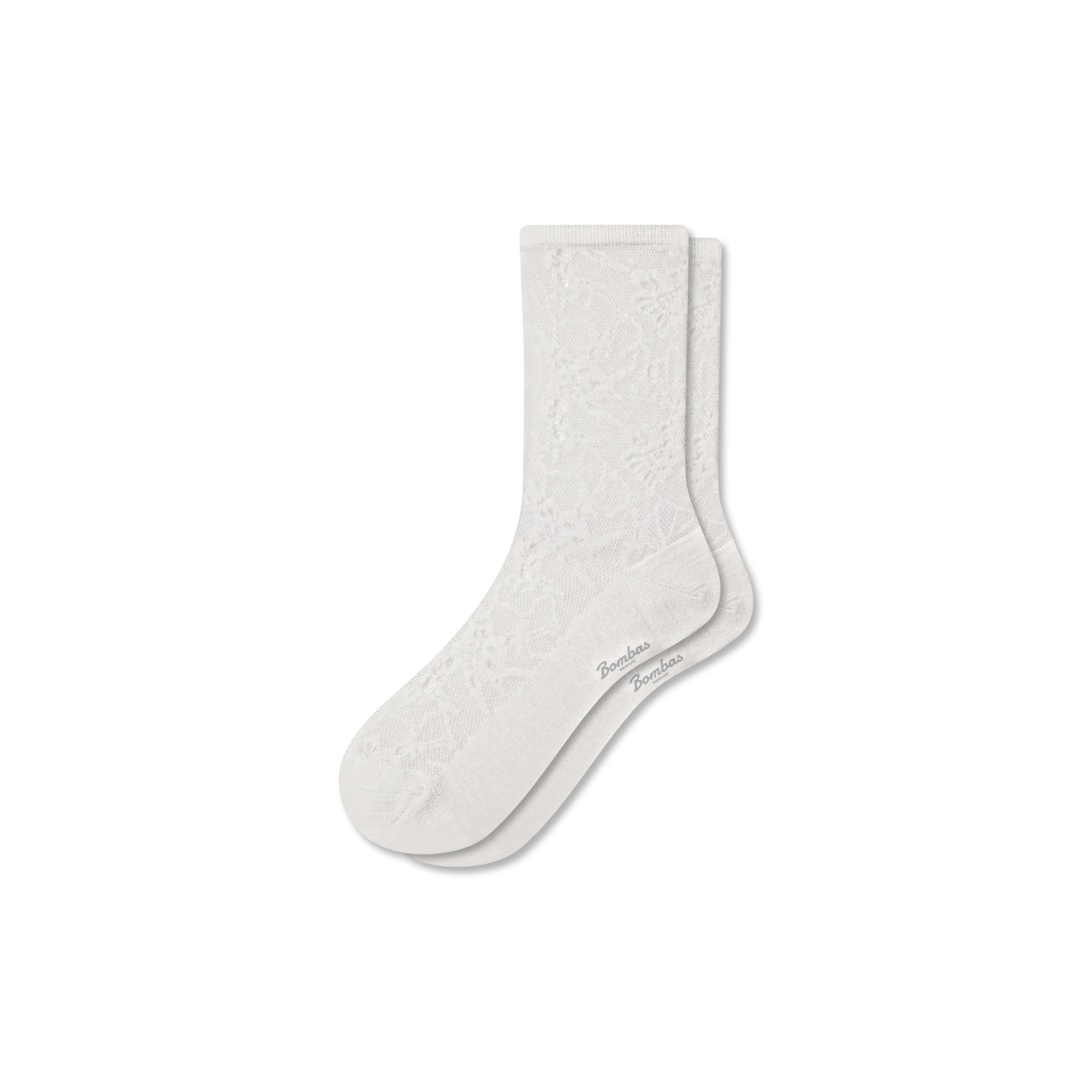Bombas Floral Lace Half Calf Socks In White