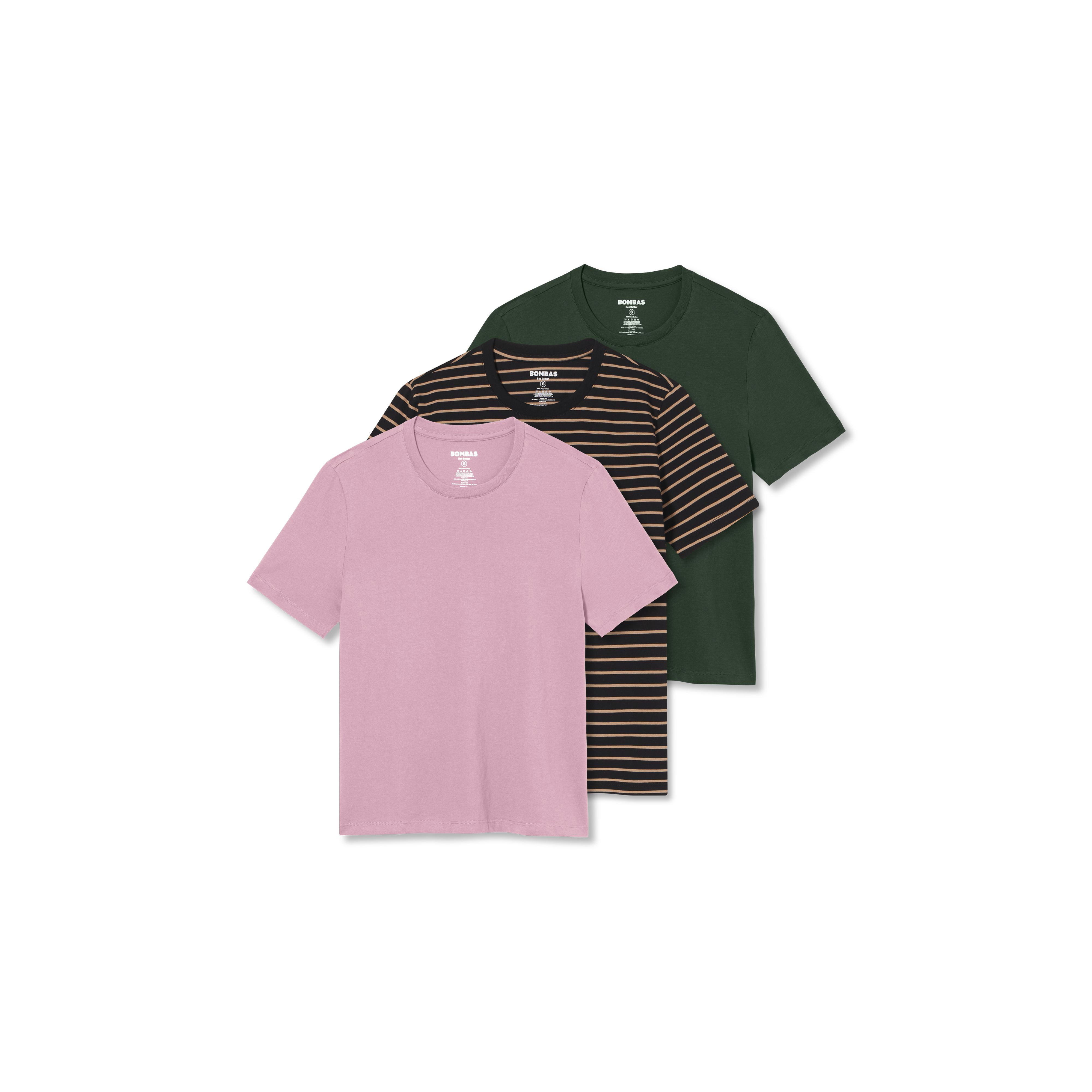 bombas Women's Pima Cotton Crew Neck T-Shirt 3-Pack