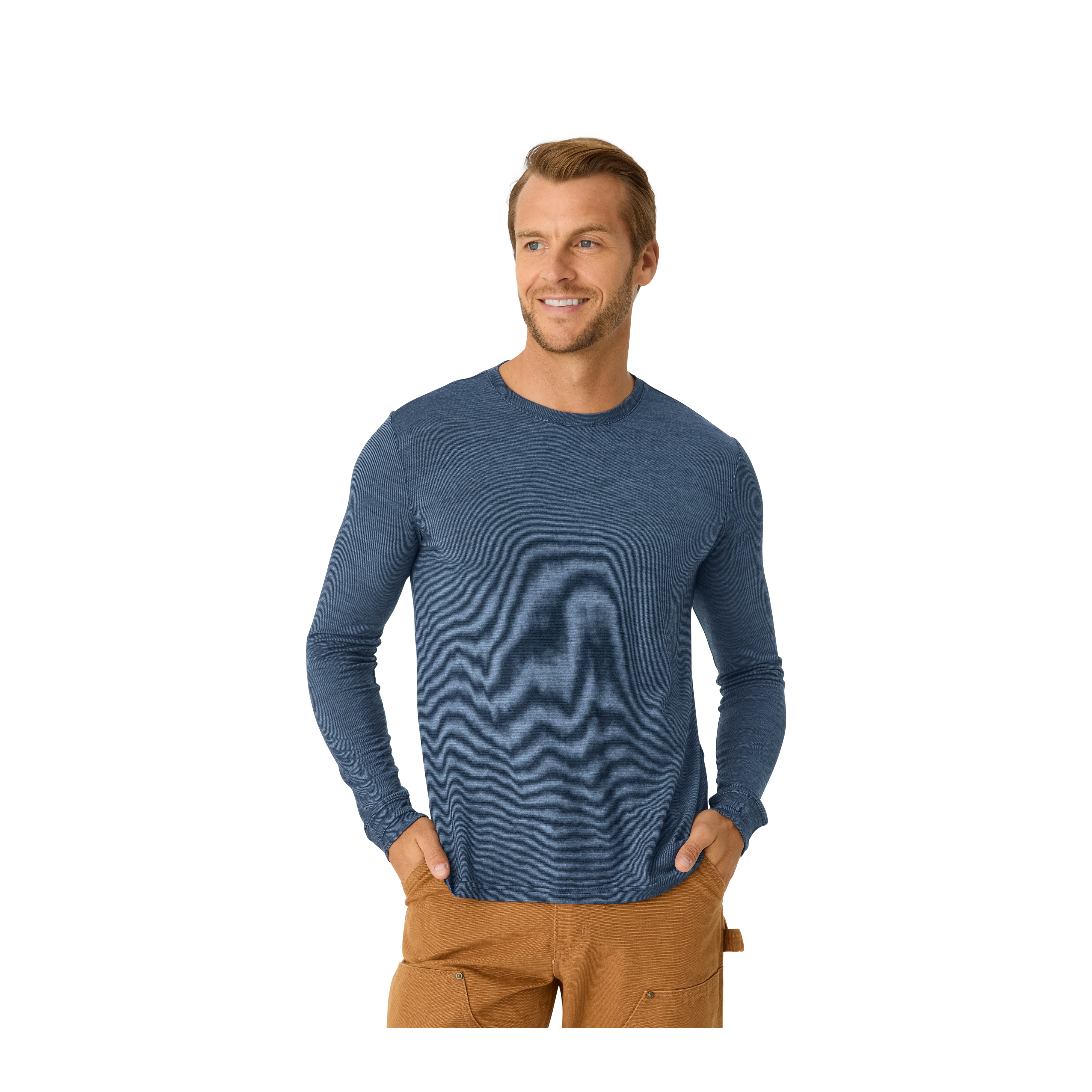 Men's Merino Wool Blend Crew Neck Long Sleeve T-Shirt - Bombas