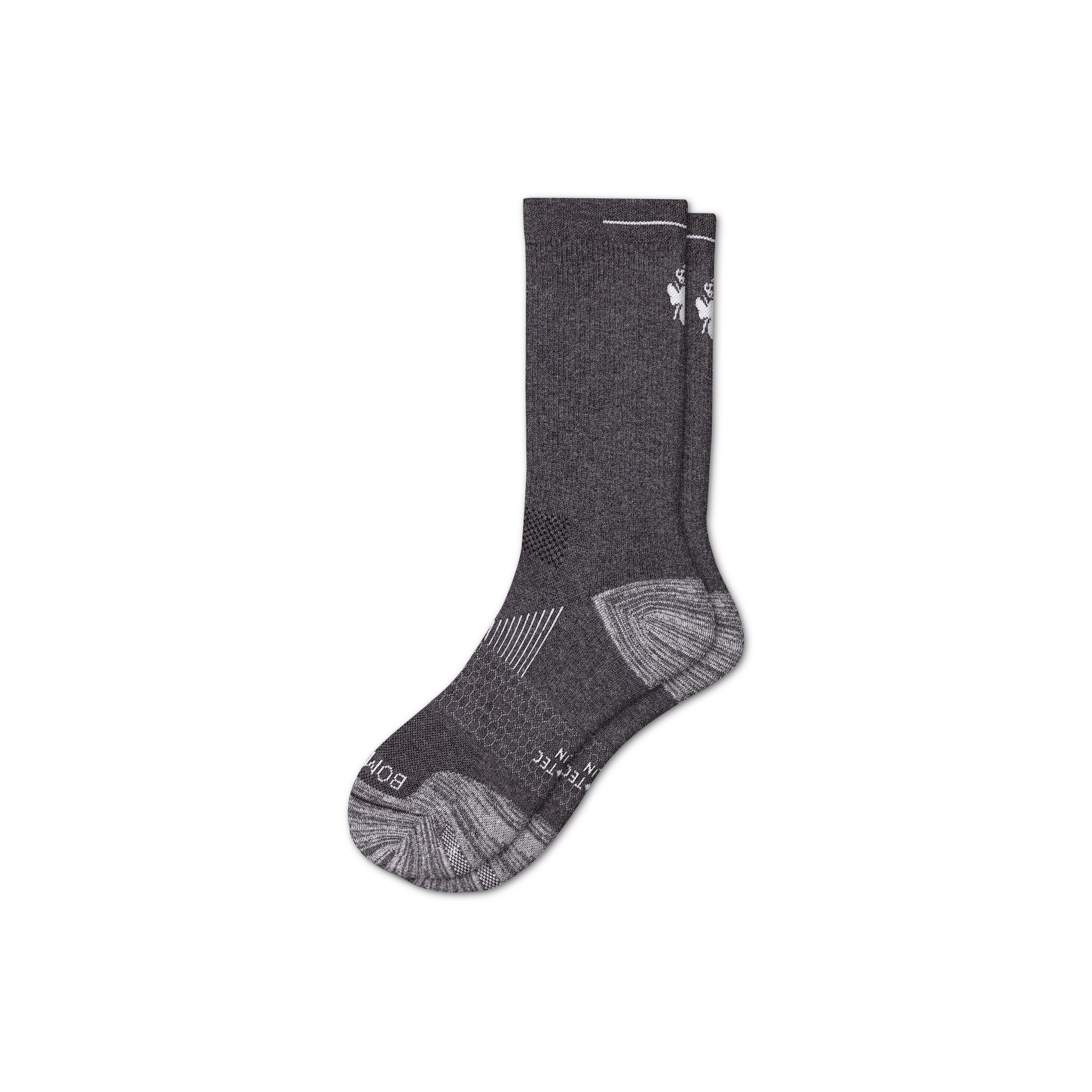 Bombas Running Calf Sock In Charcoal With Bee