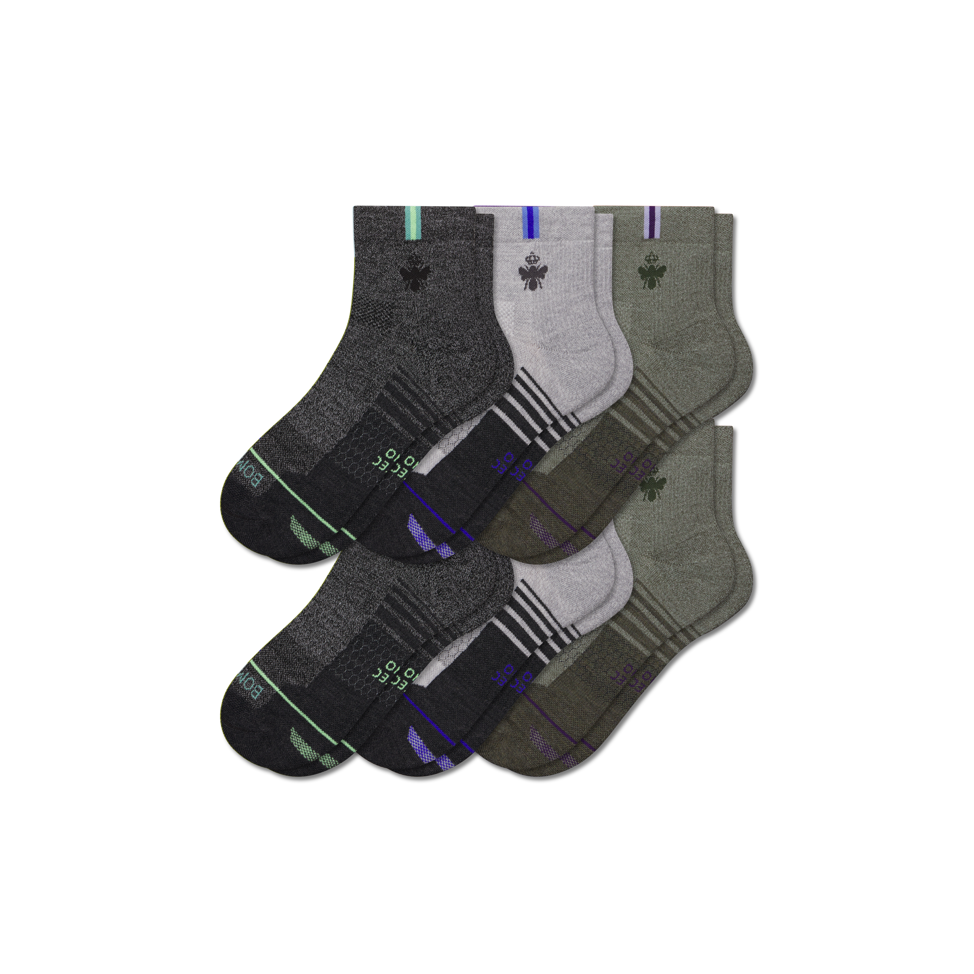 Men's Merino Wool Blend Athletic Quarter Sock 6-Pack