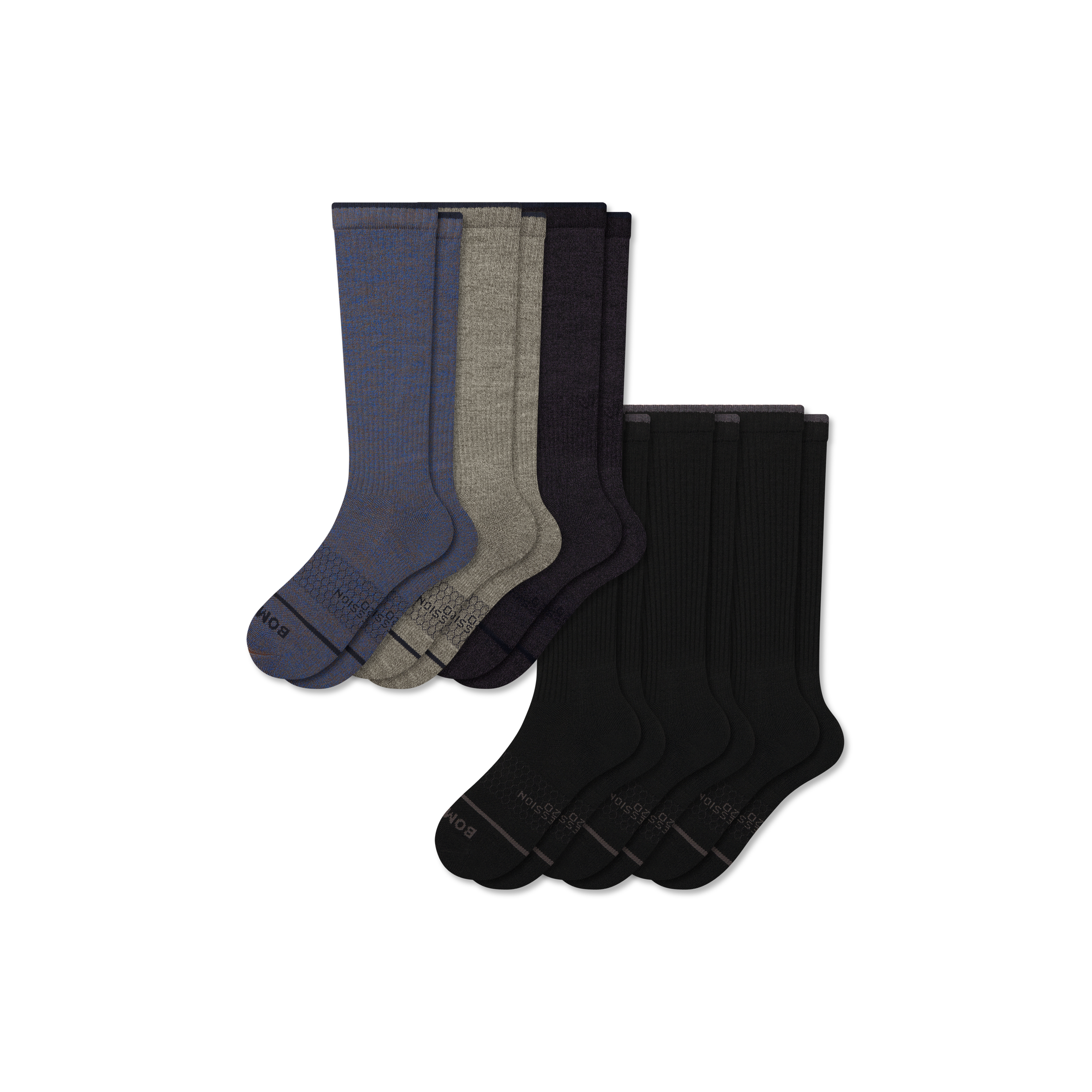 Men's Merino Wool Blend Everyday Compression Sock 6-Pack (15-20mmHg)