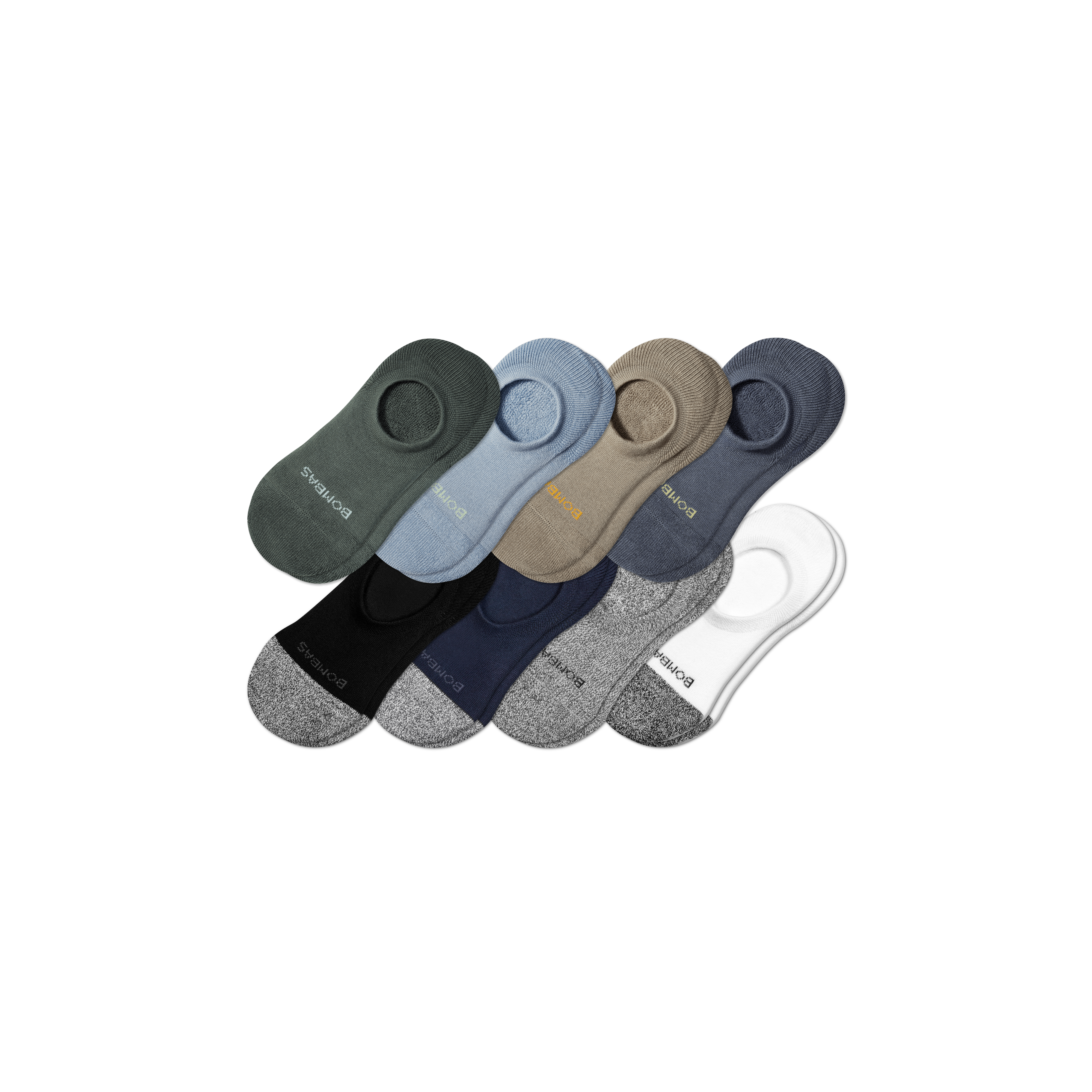 Bombas Cushioned No Show Sock 8-pack In Moss Grey Solids Mix