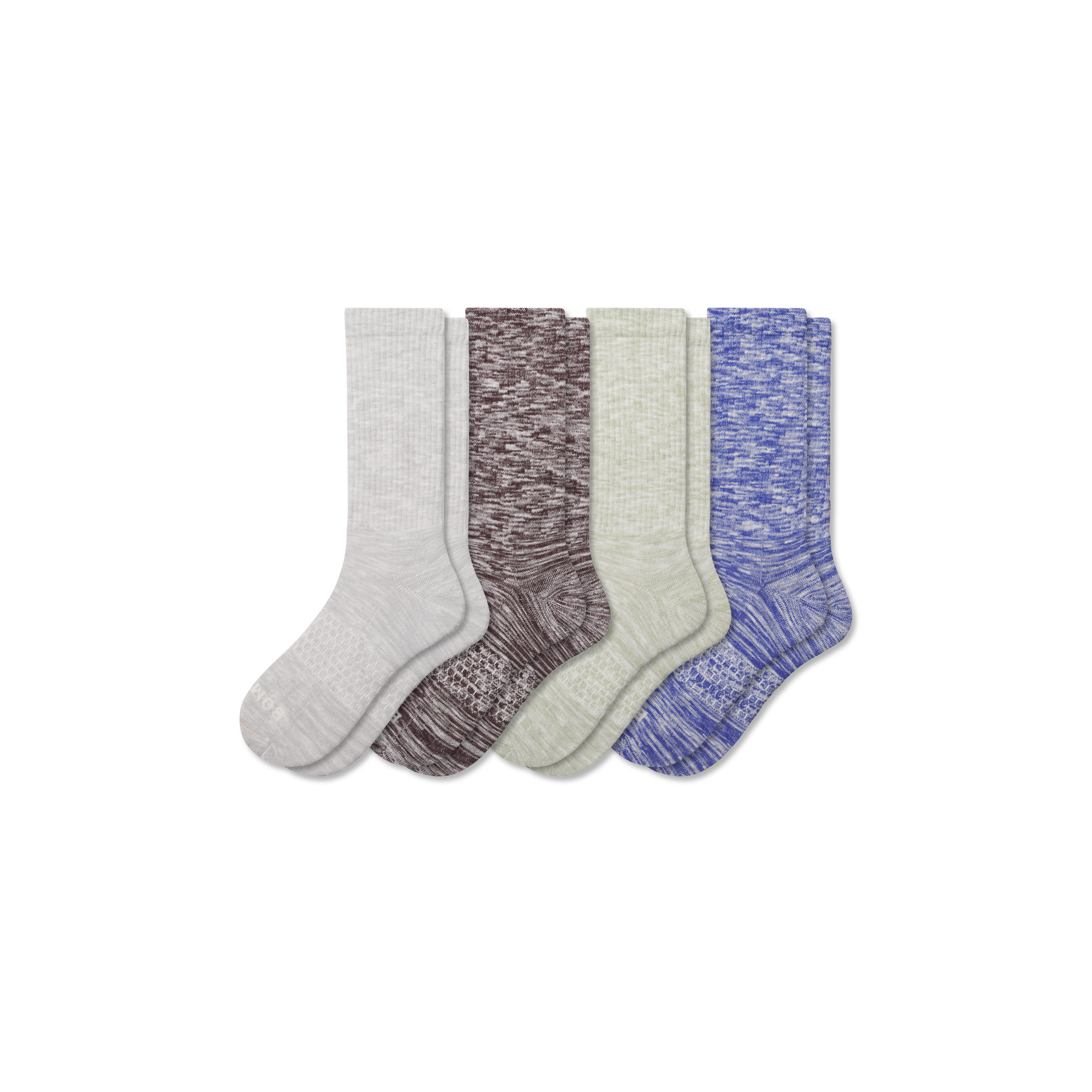 Bombas Summer Slub Calf Sock 4-pack In Chocolate Blue Mix