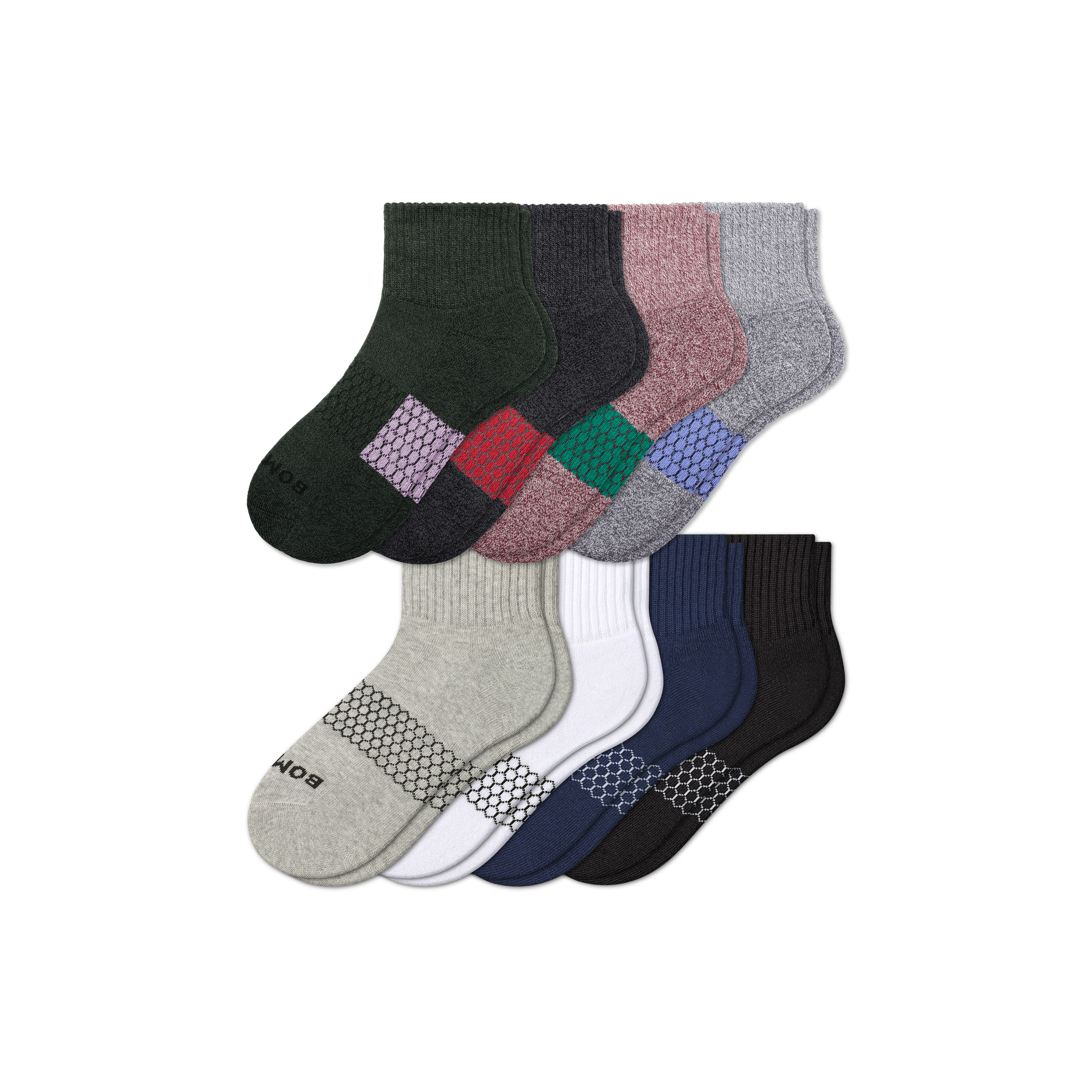 Bombas Quarter Sock 8-pack In Marls Solids Mix
