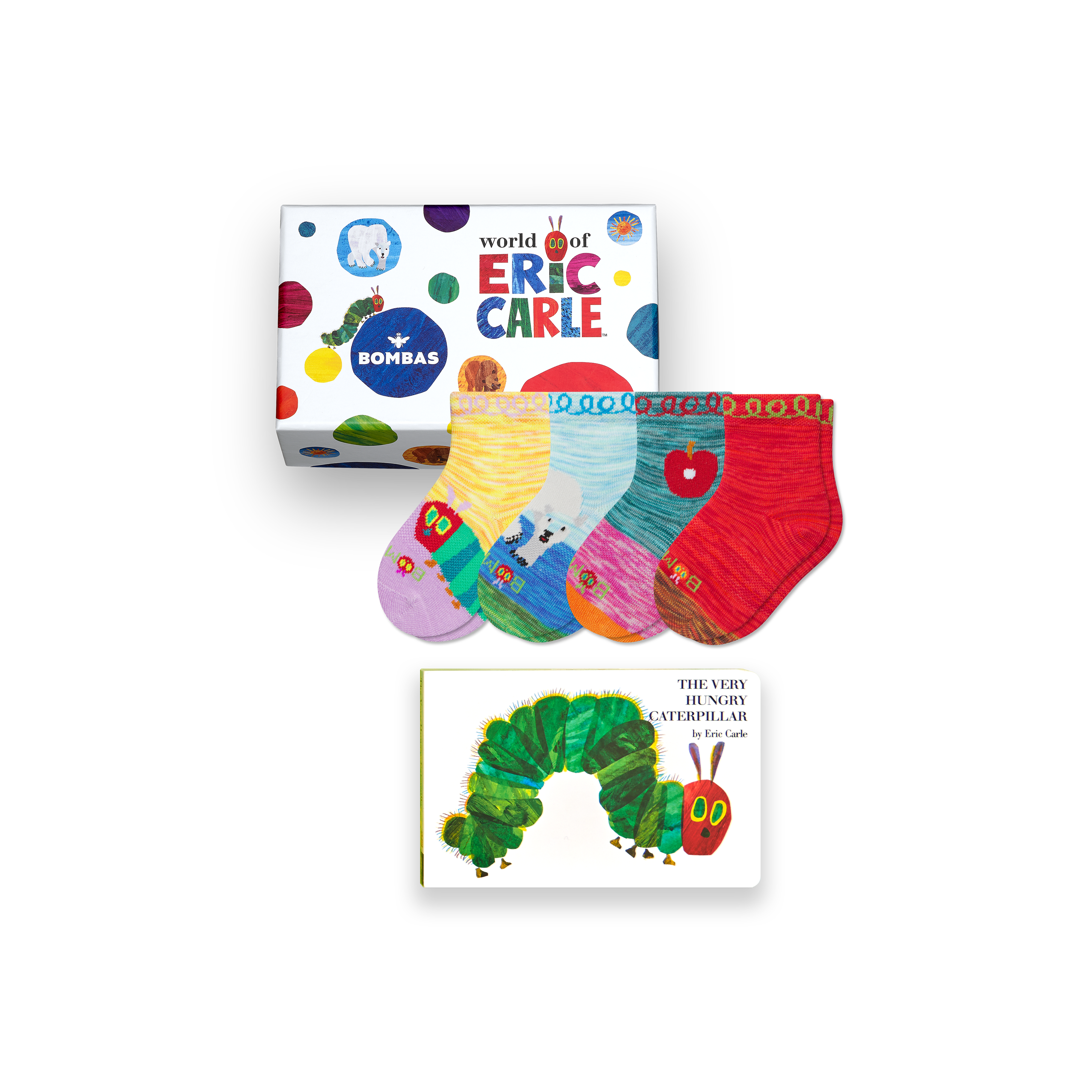 Toddler Eric Carle Lightweight Calf Sock 4-Pack Gift Box & Book