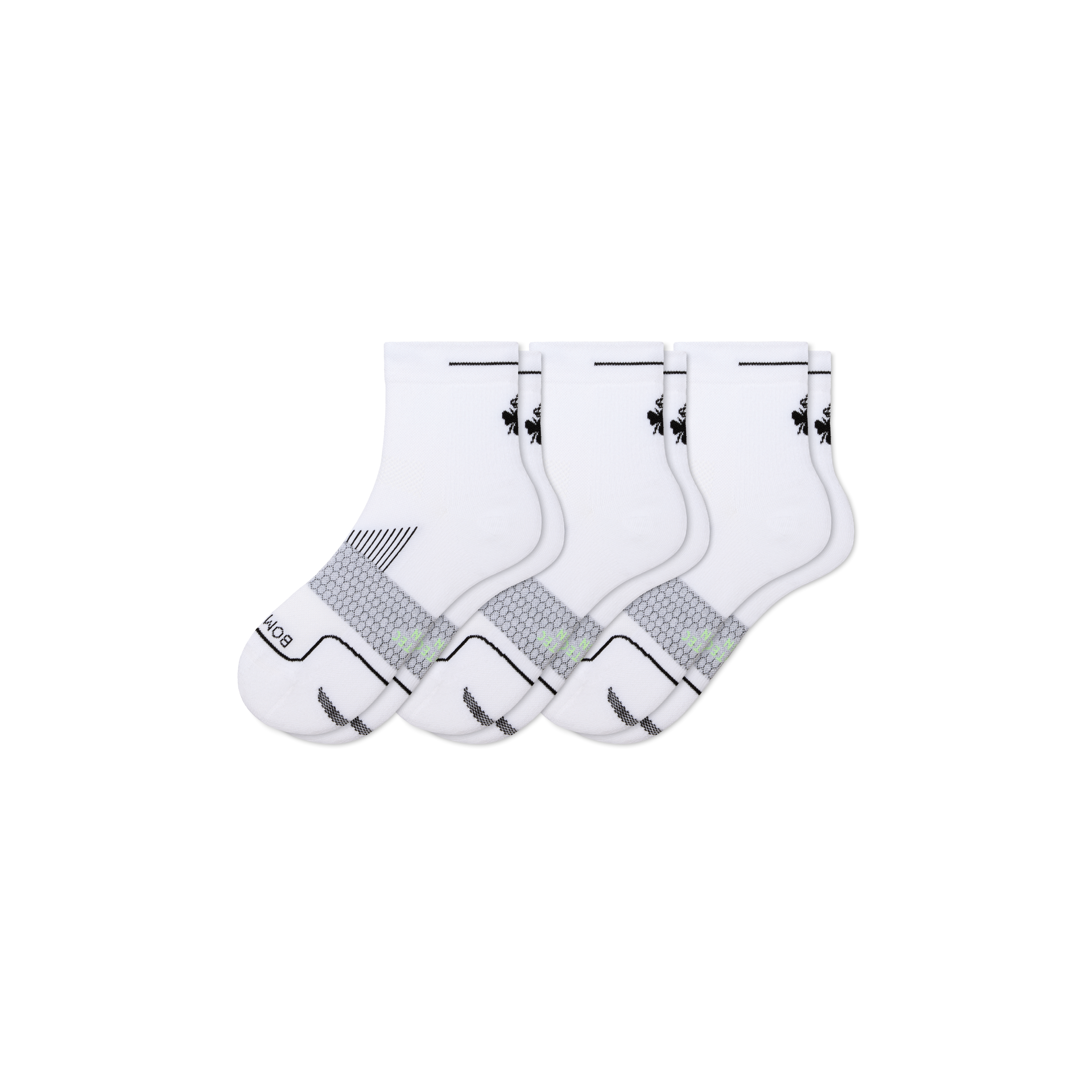Bombas Running Quarter Sock 3-pack In True White