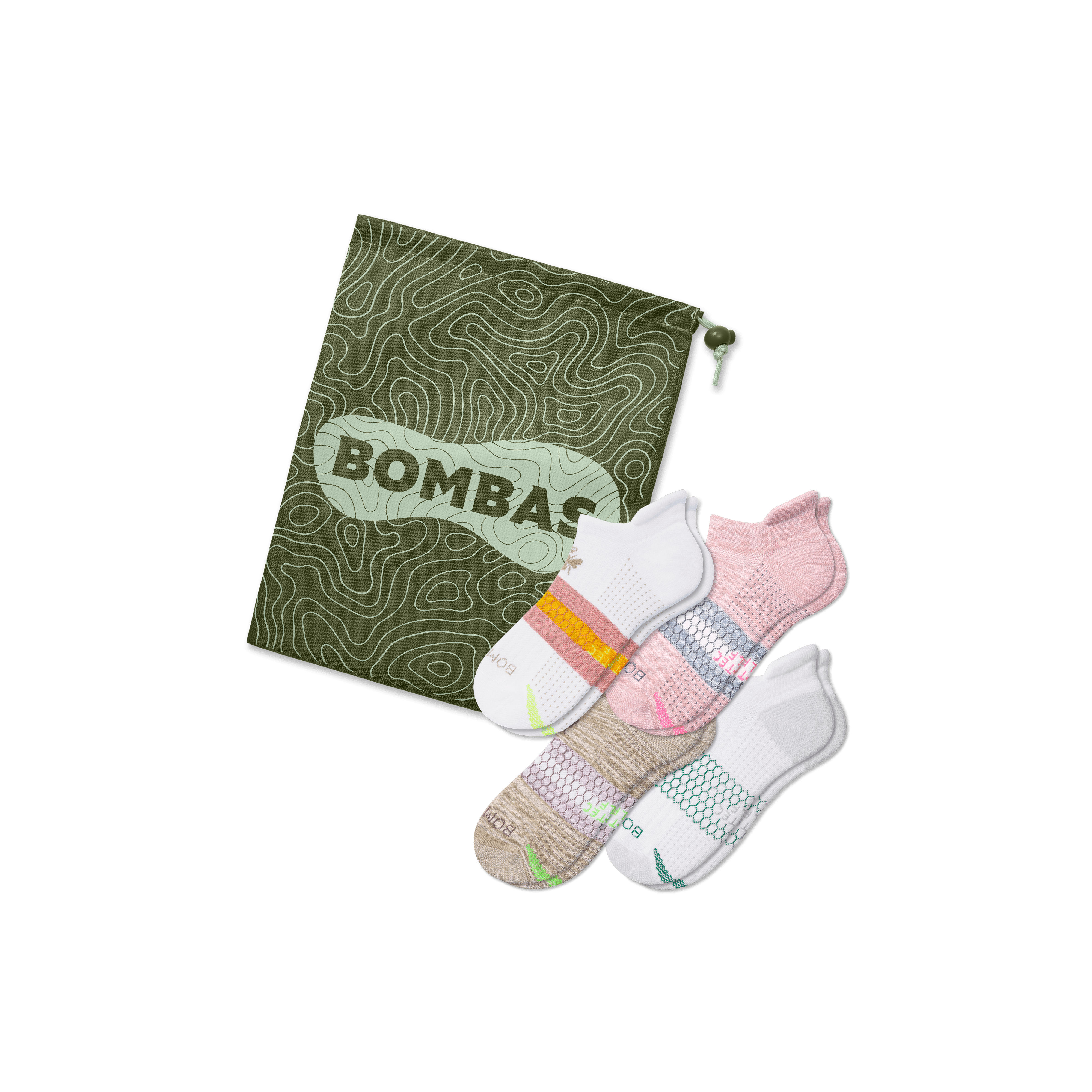 Bombas Golf Ankle Sock 4-pack Caddie In Pink Mix