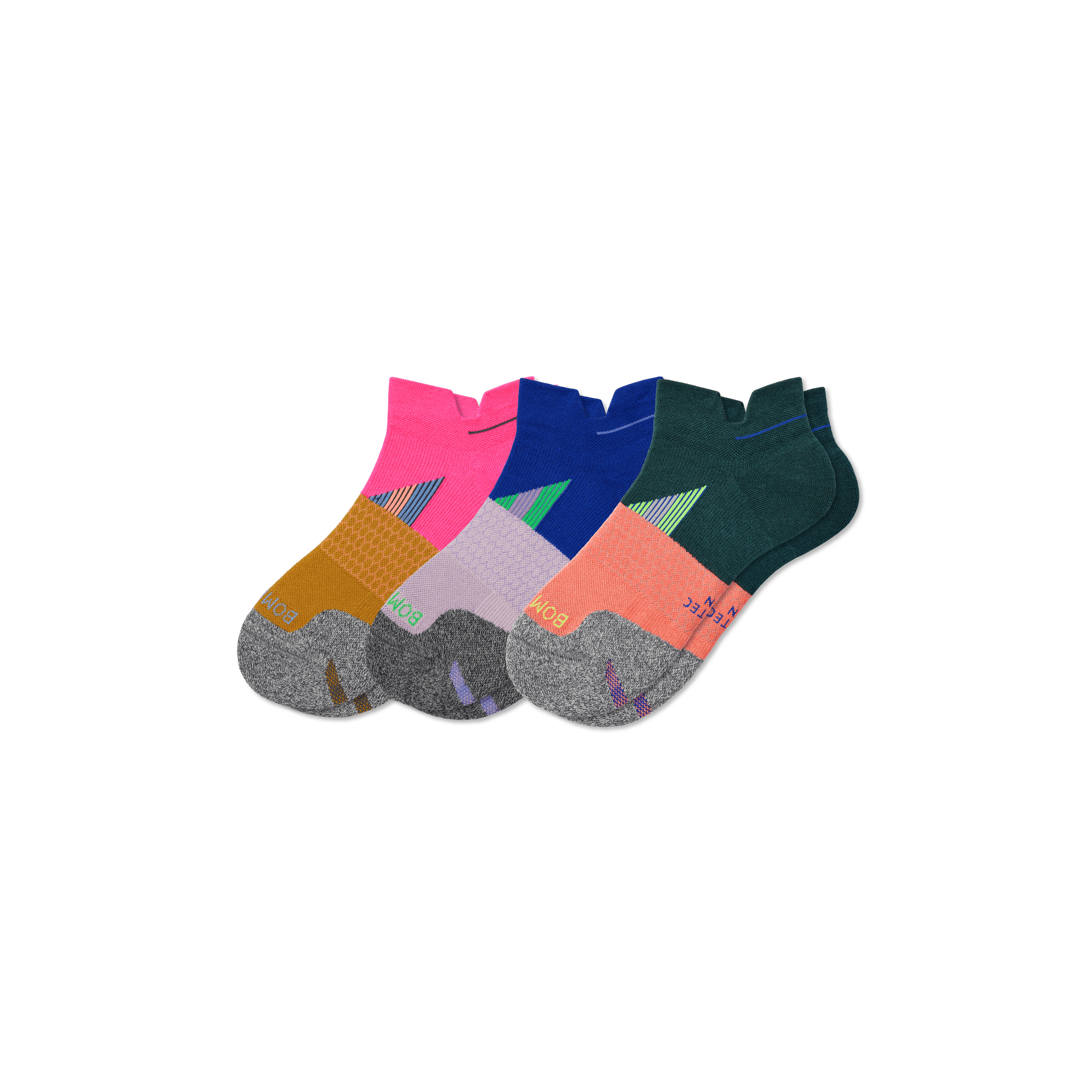 Bombas Running Ankle Sock 3-pack In Pink Cobalt Mix