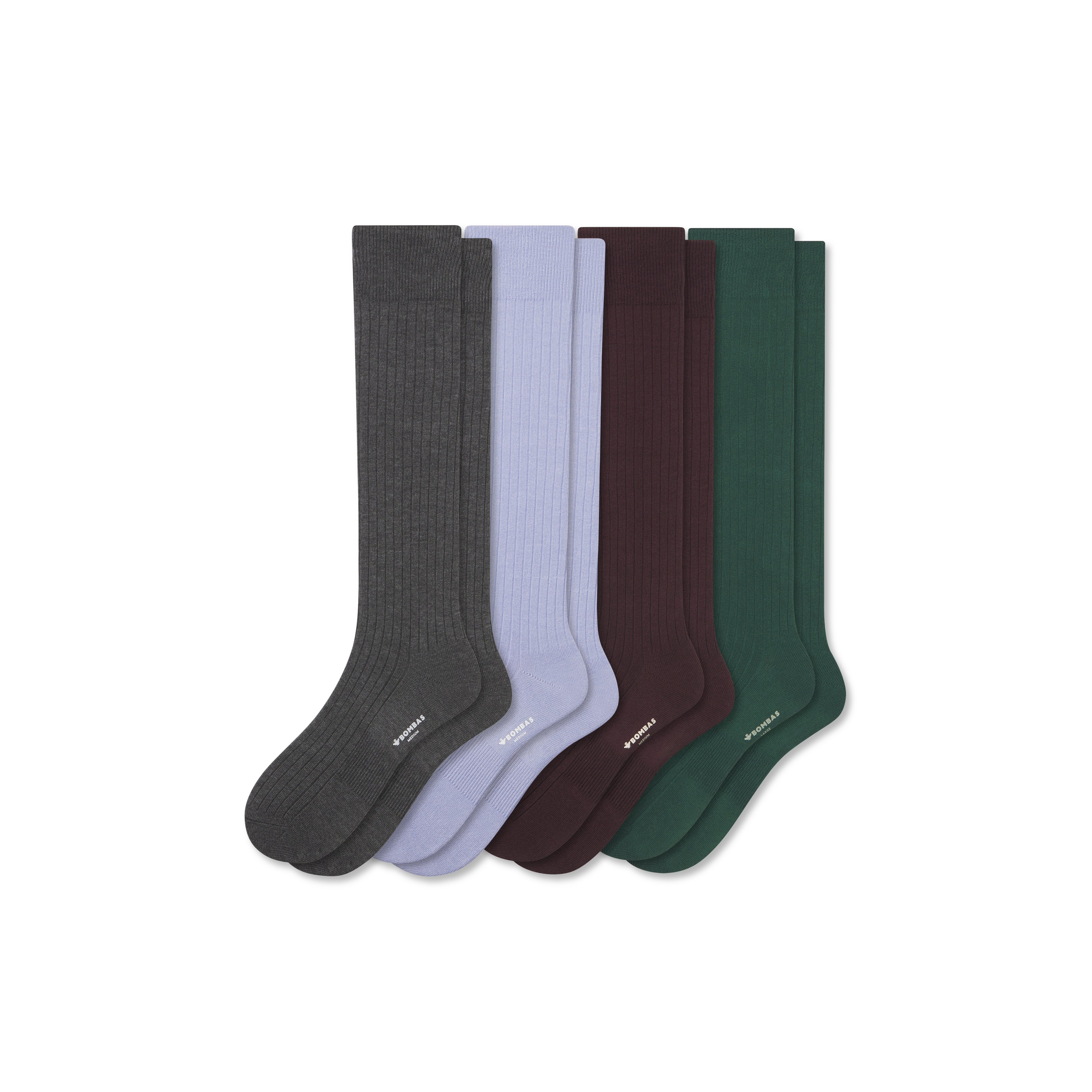 bombas Men's Ribbed Dress Over the Calf Sock 4-Pack