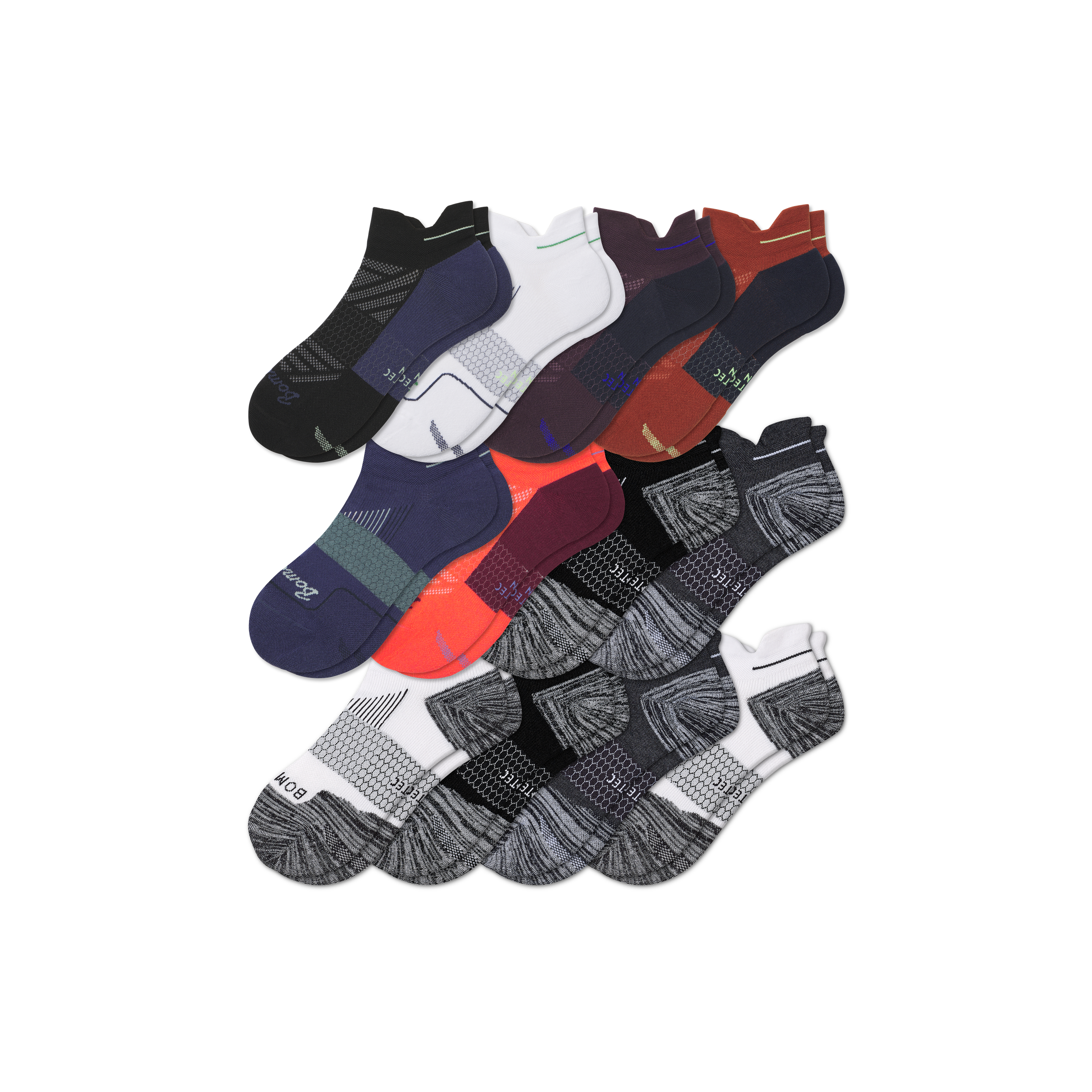 Bombas Running Ankle Sock 12-pack In Navy Dusk Mix