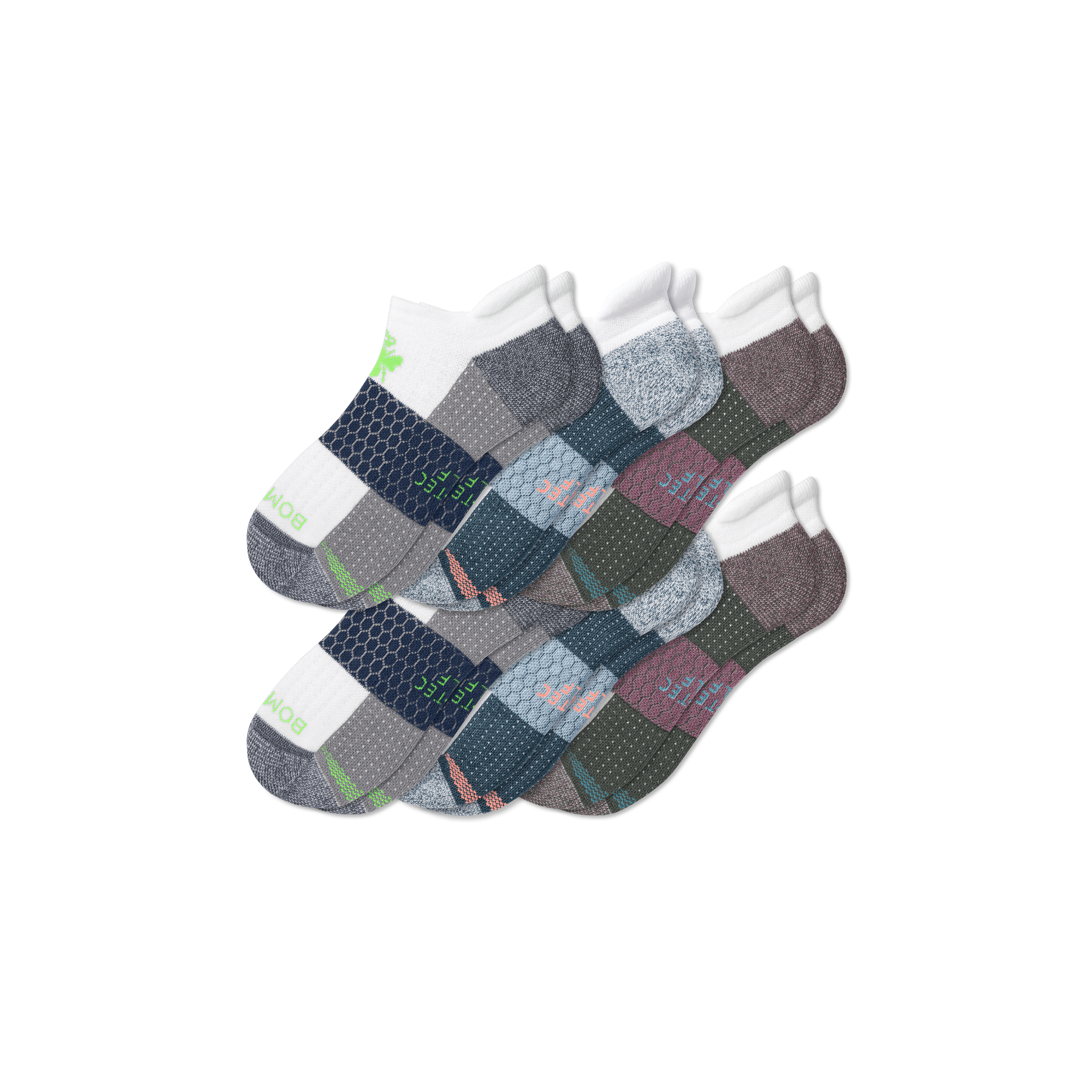 Bombas Golf Ankle Sock 6-pack In Ocean Fog Mix