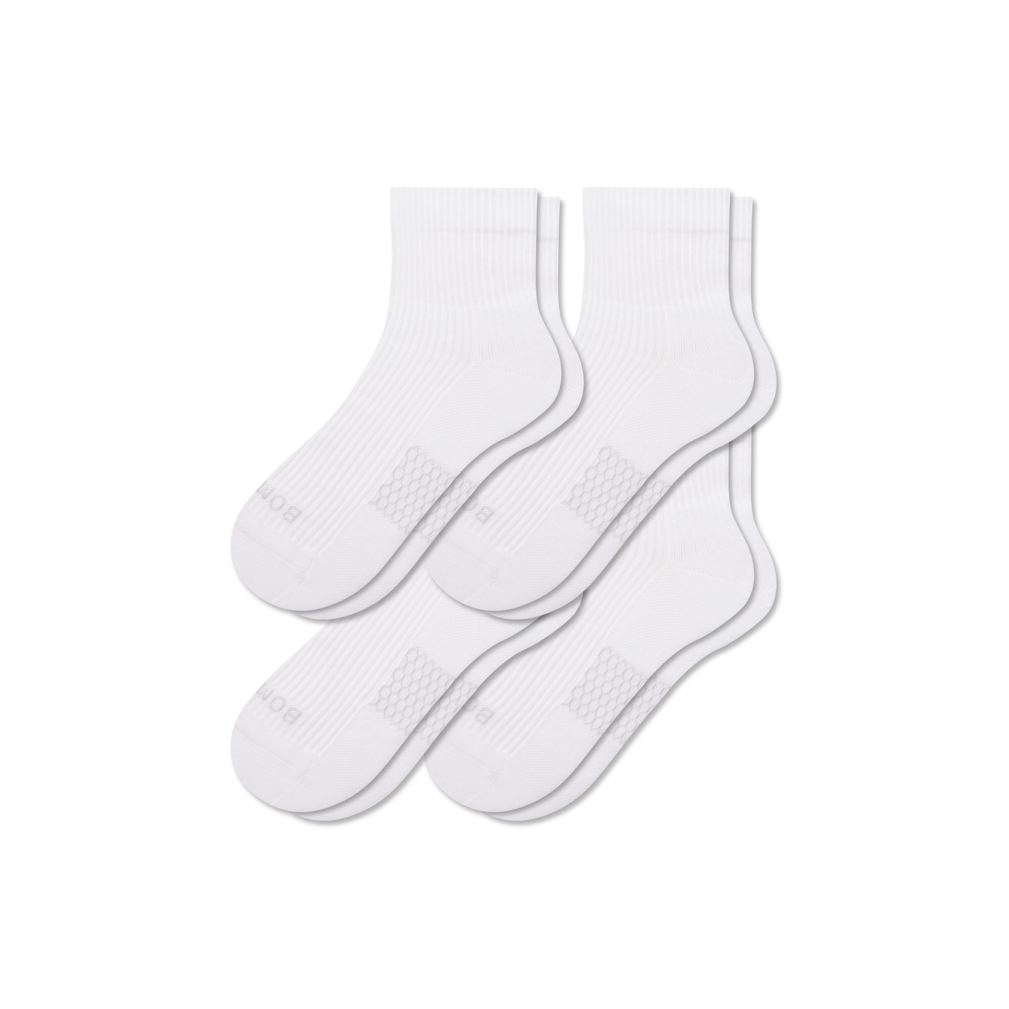 Bombas Modern Rib Quarter Sock 4-pack In White