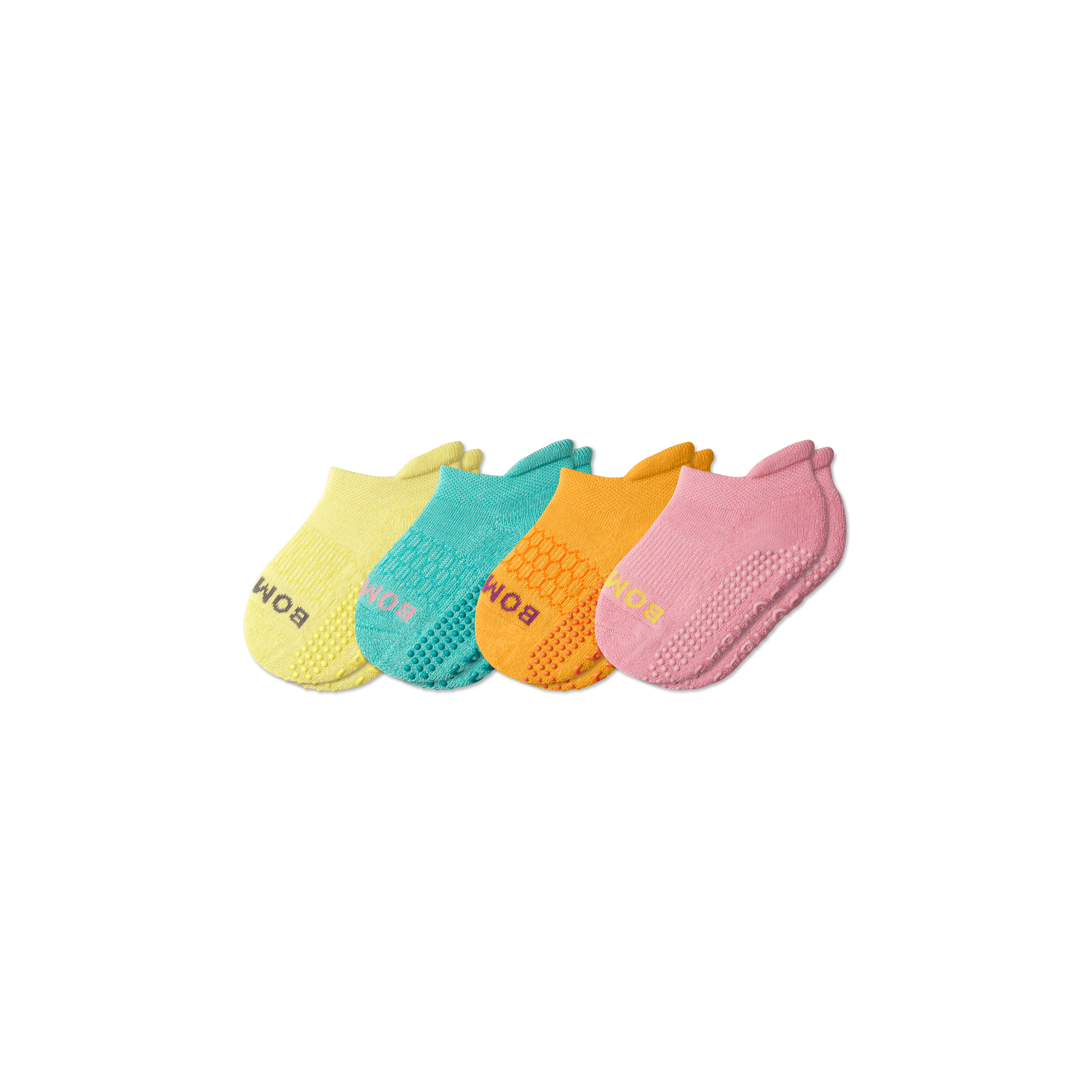 Bombas Toddler Solids Gripper Ankle Sock 4-pack In Pink Aqua Mix