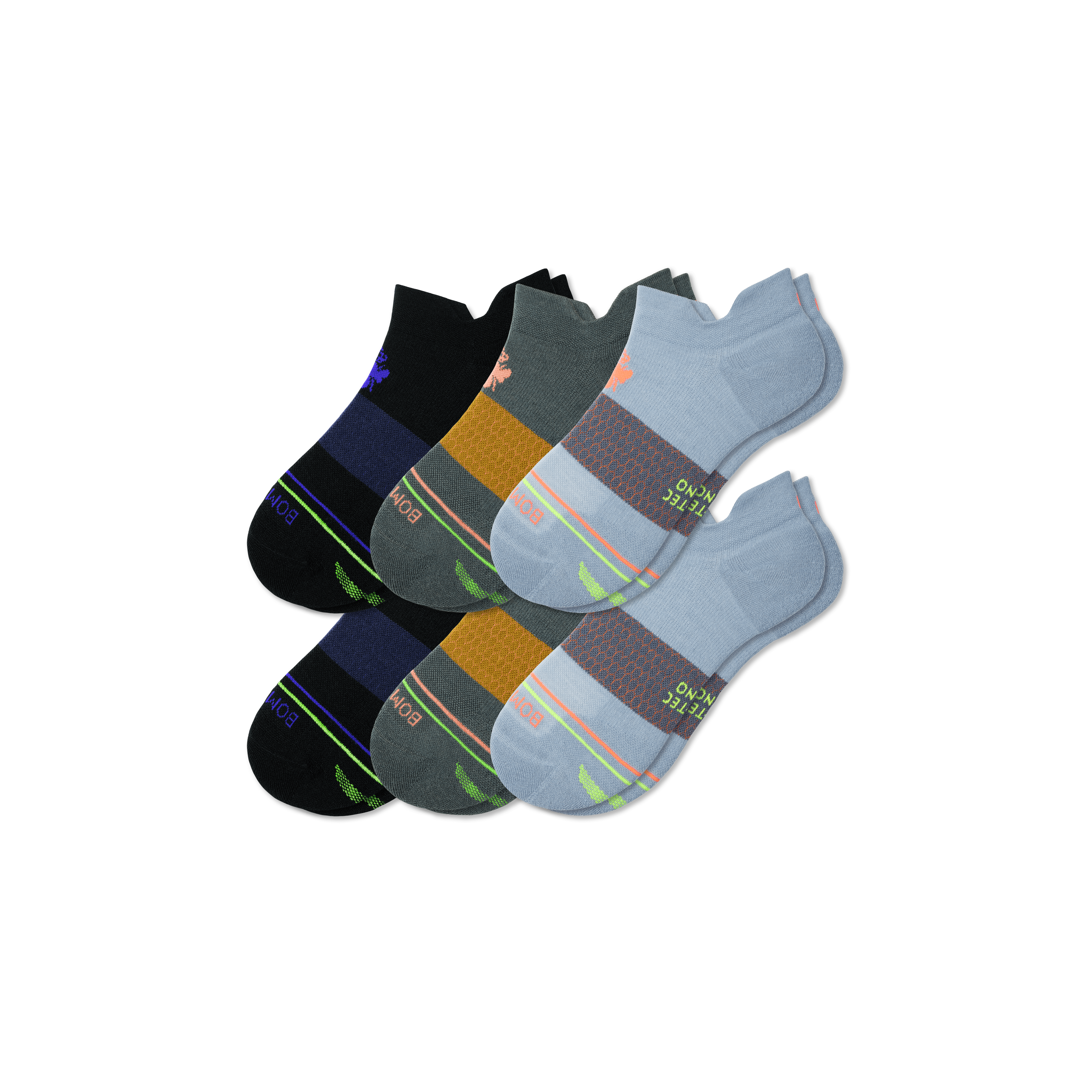 Shop Bombas Merino Wool Blend Athletic Ankle Sock 6-pack In Moss Ocean Mix