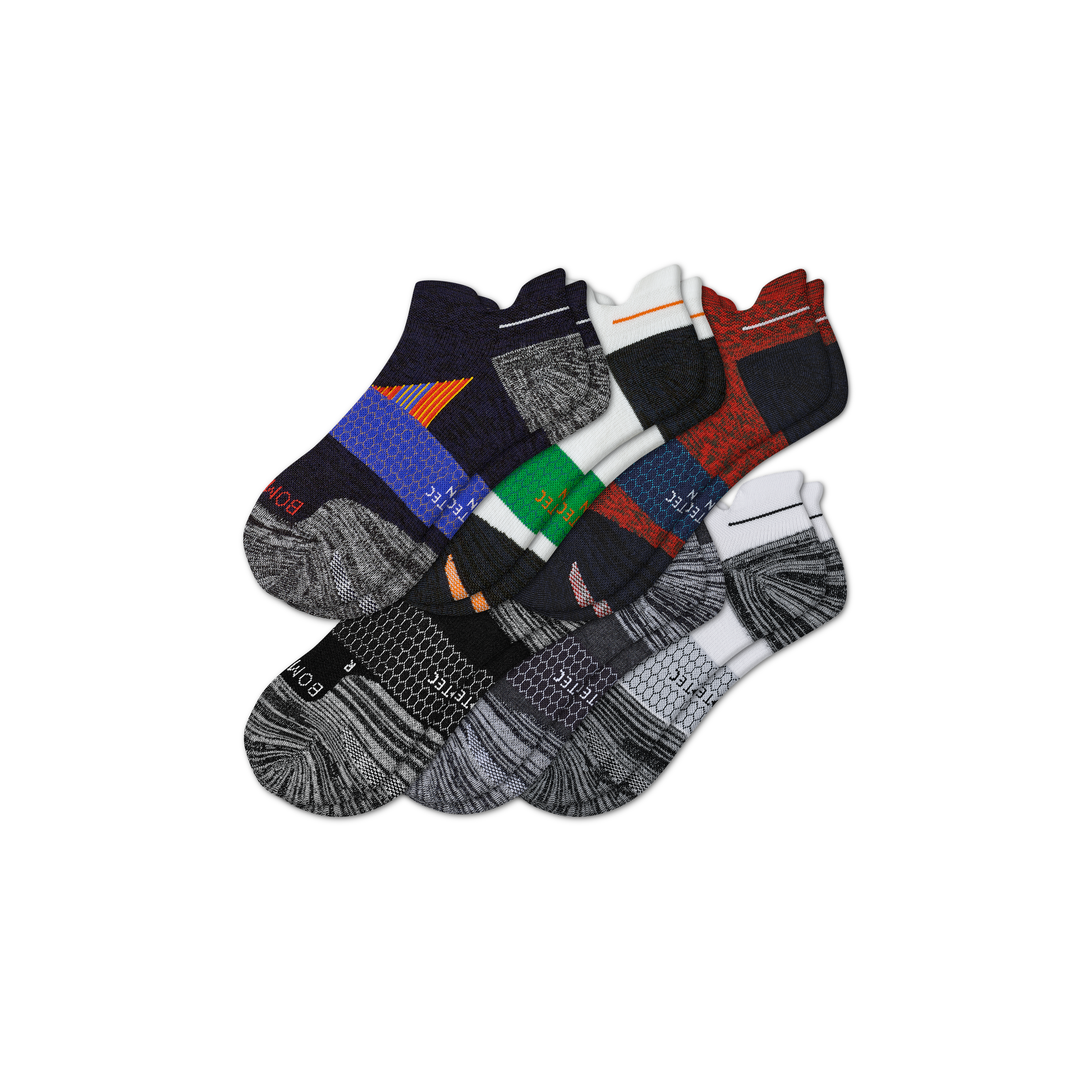 Bombas Running Ankle Sock 6-pack In Black Red Mix