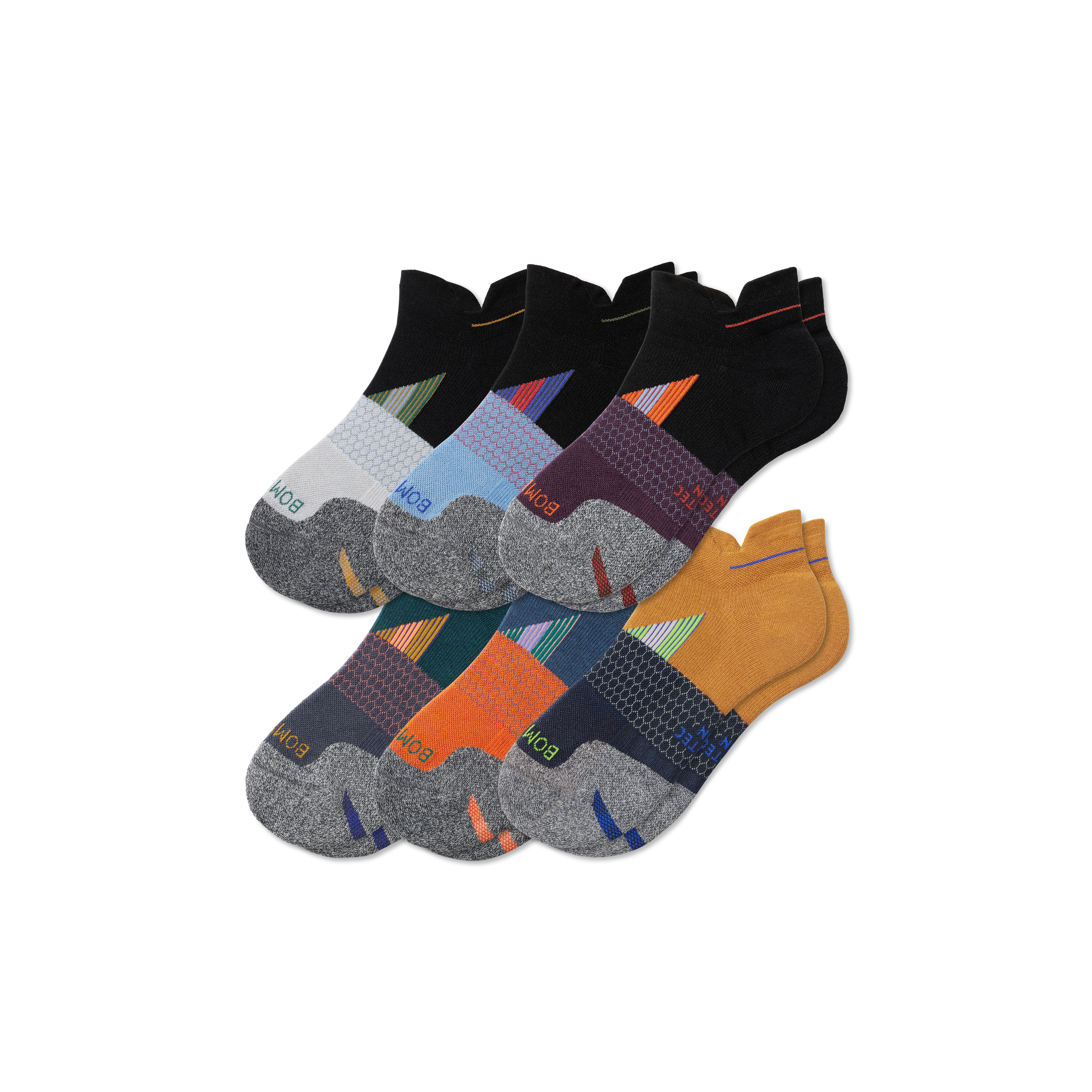 Shop Bombas Running Ankle Sock 6-pack In Lake Butterscotch Mix