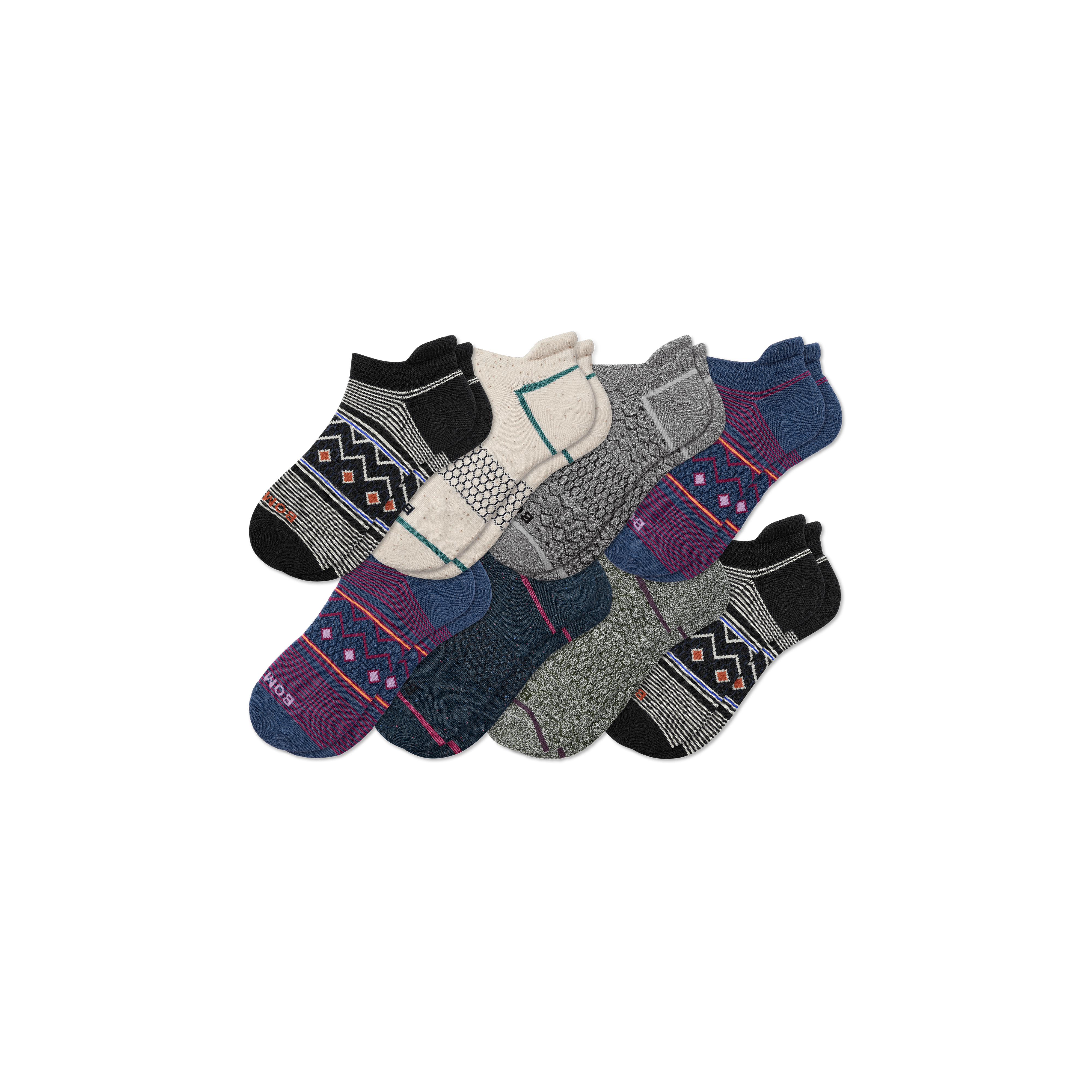 Bombas Ankle Sock 8-pack In Sapphire Black Mix