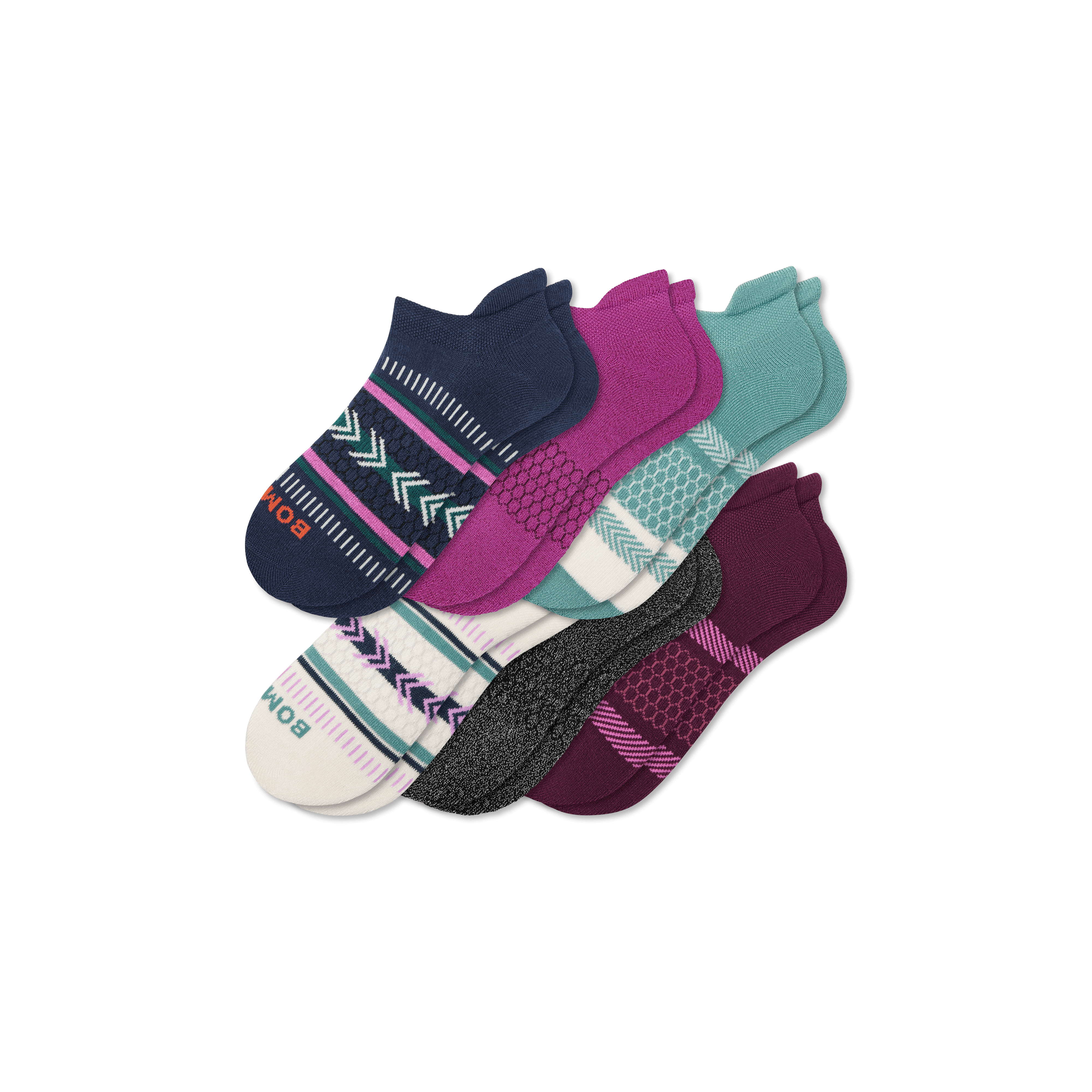Bombas Holiday Ankle Socks 6-pack In Ivory Pink Mix