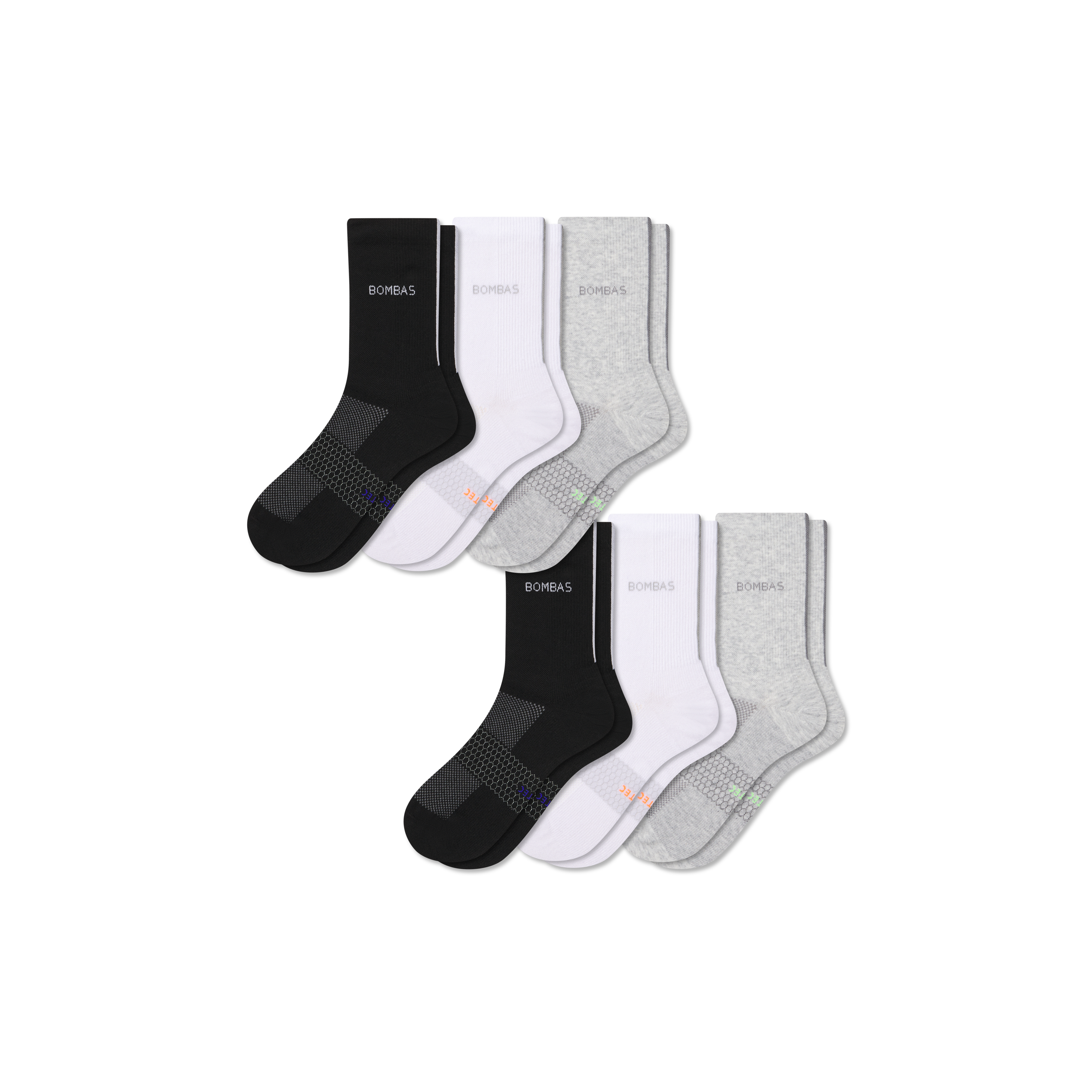 Bombas Lightweight Athletic Half Calf Sock 6-pack In Multi