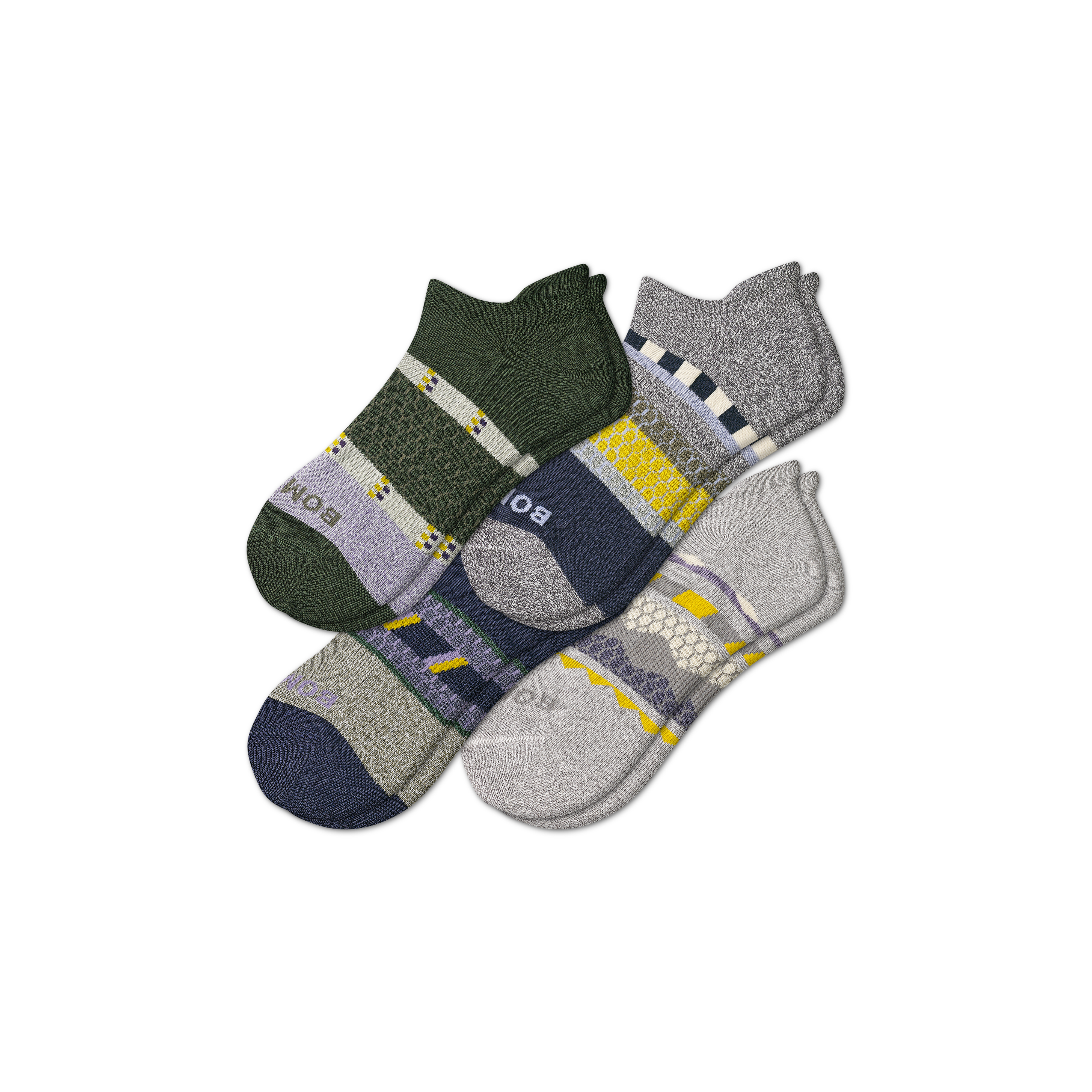Bombas Stripes Ankle Sock 4-pack In Navy Olive Mix