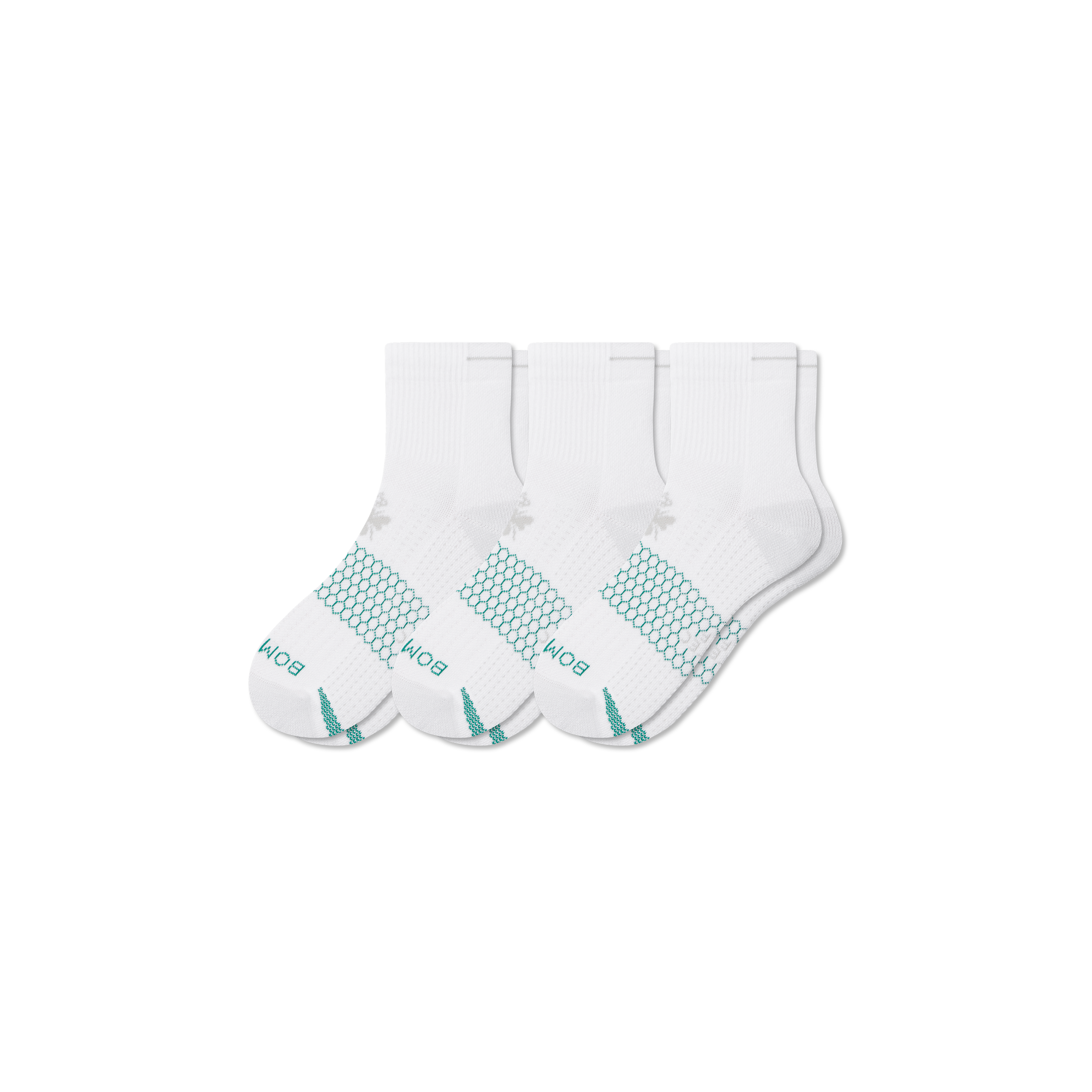 Bombas Golf Quarter Sock 3-pack In White