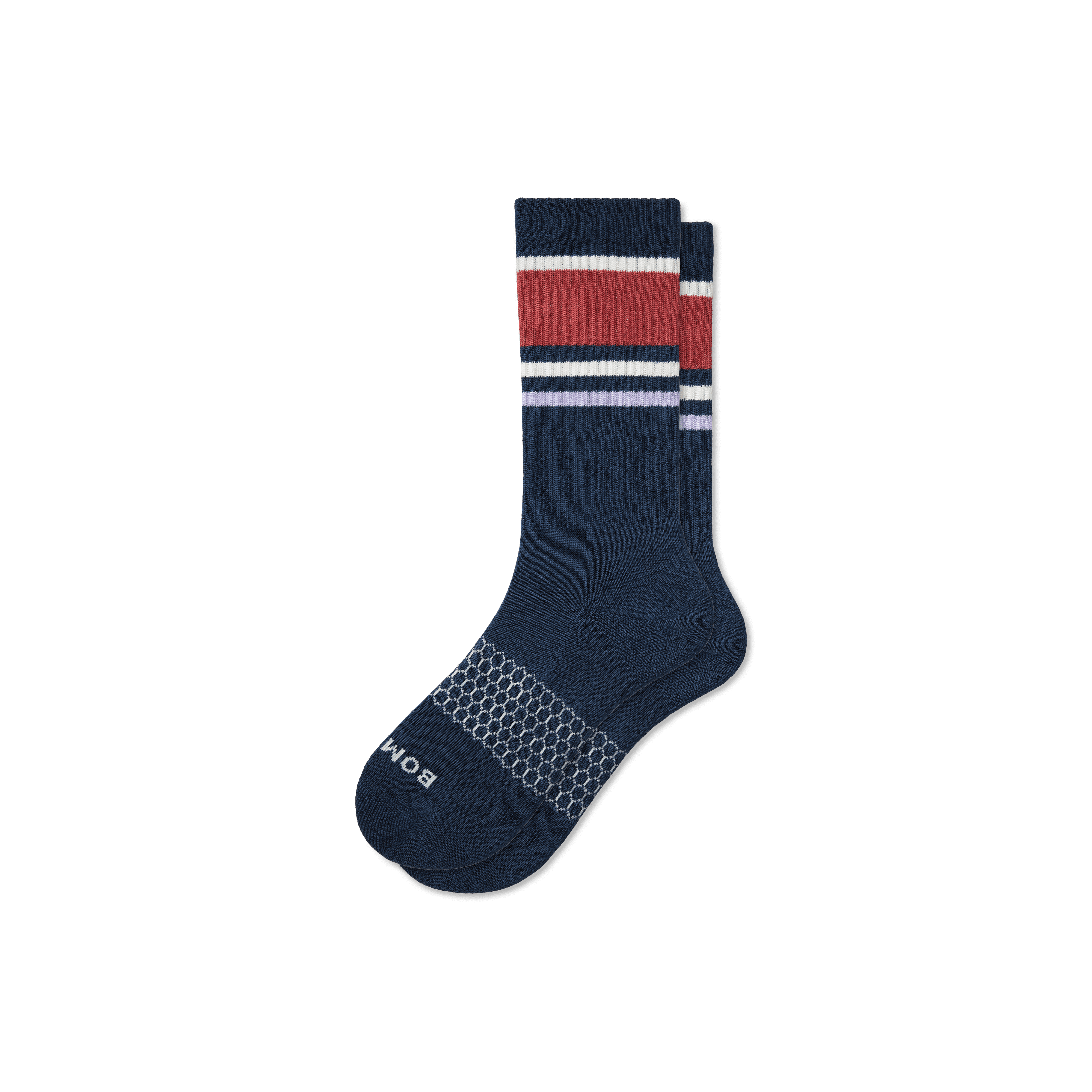 Bombas Stripes Calf Socks In Midnight Navy