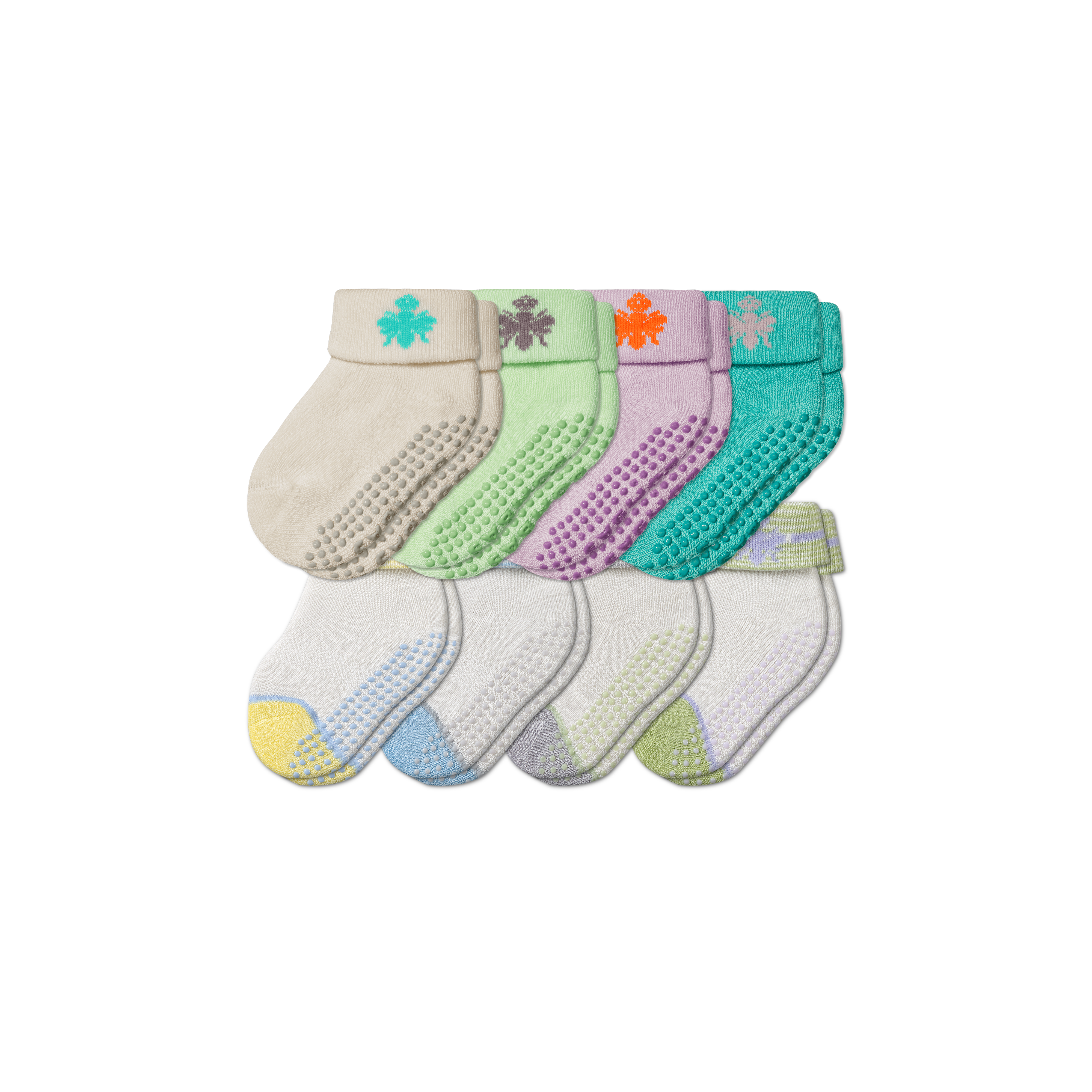 Bombas Baby Gripper Socks 8-pack (6-12 Months) In Lavender Solids Mix