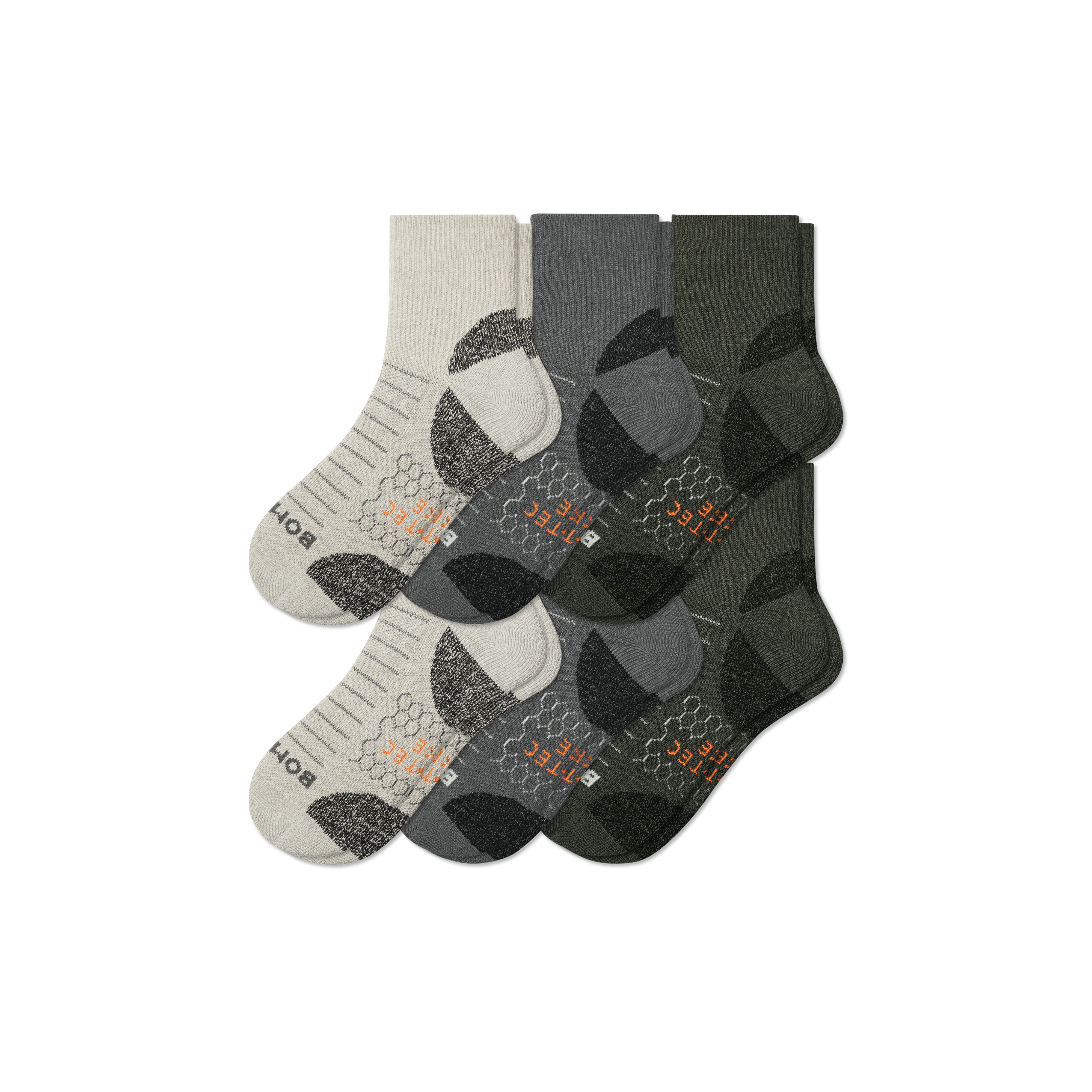 Bombas Hiking Performance Quarter Sock 6-pack In Shades